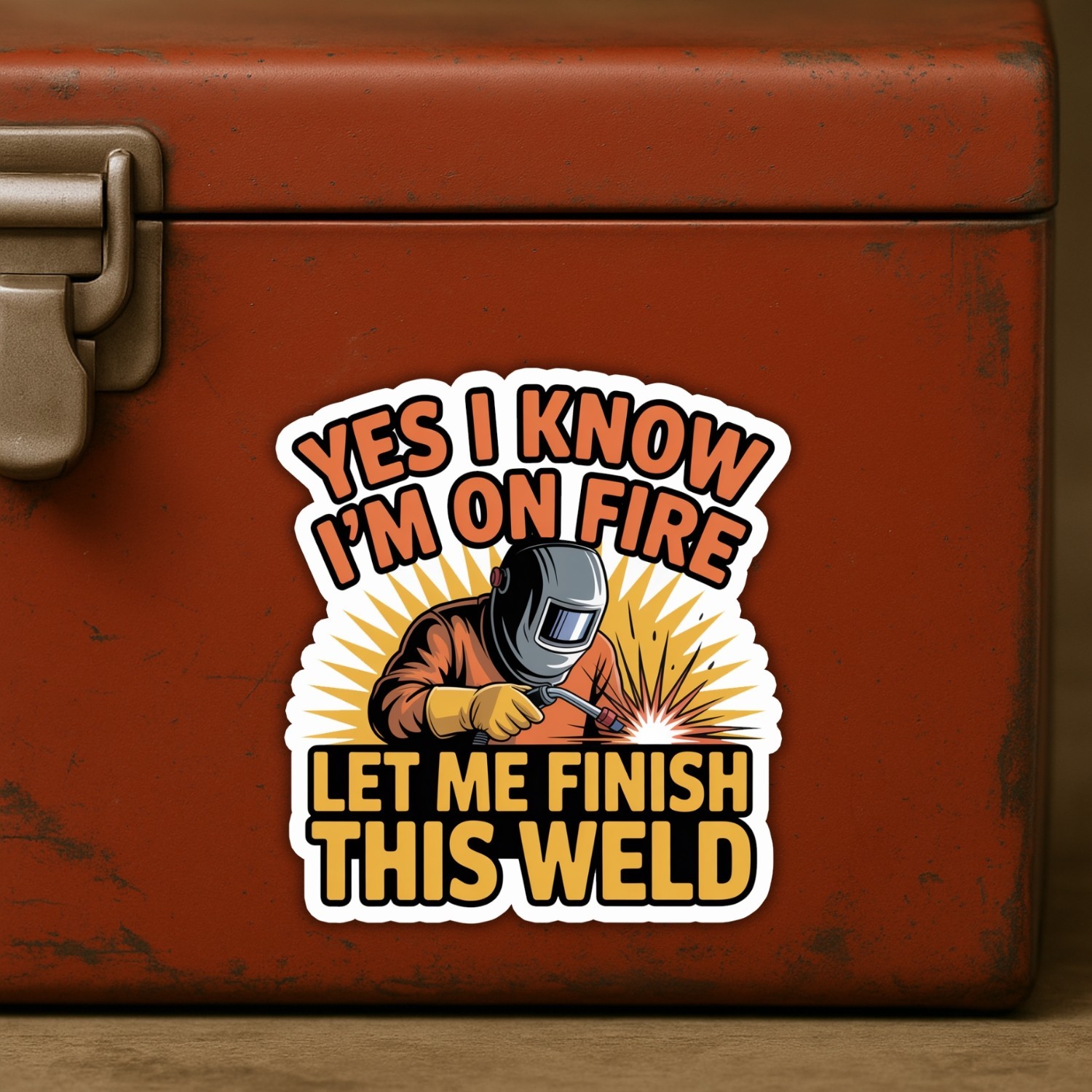 4pcs Funny Welder Stickers – “I Know I’m on Fire” Welding Vinyl Decals
