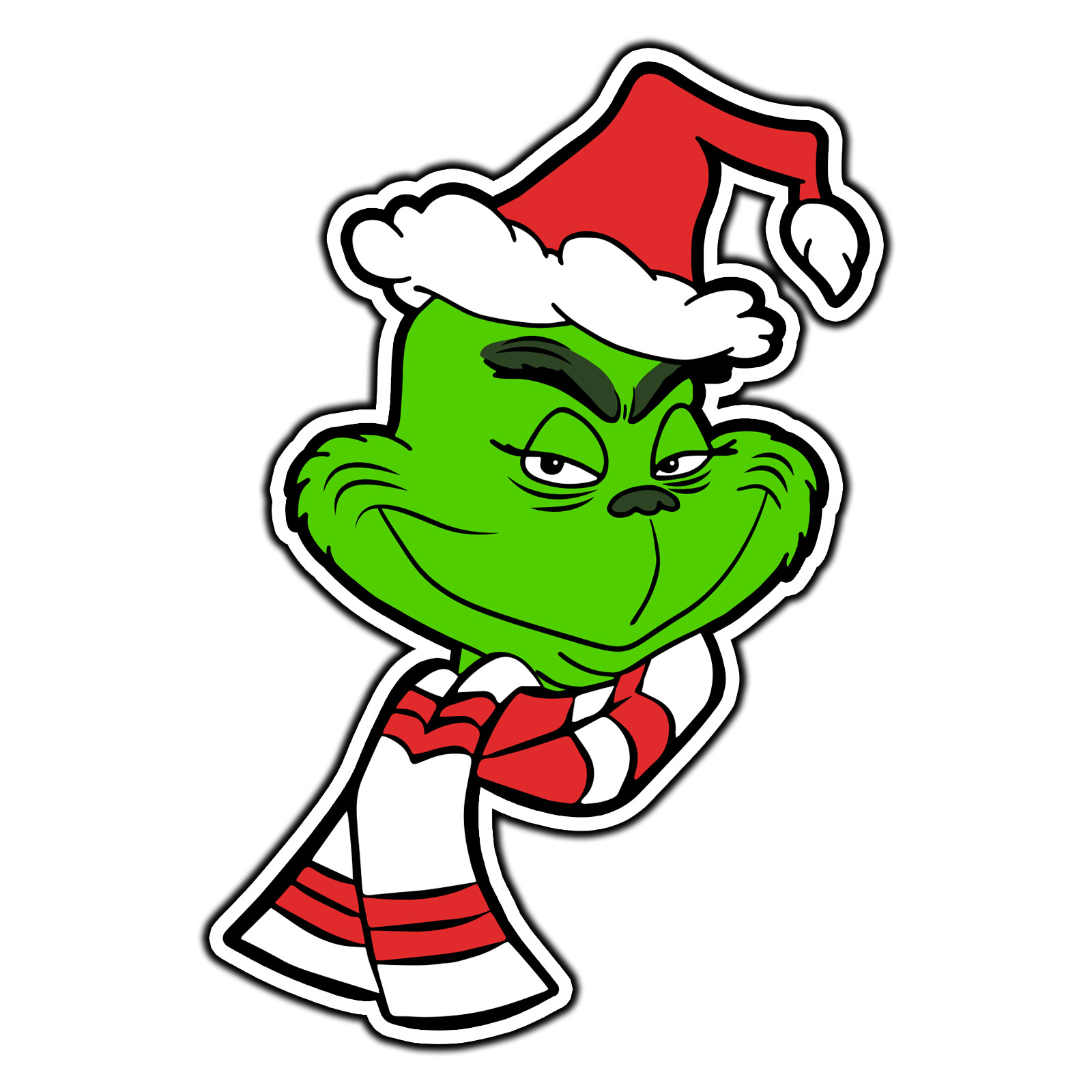 The Grinch Wearing Santa Hat #1 Christmas Sticker Waterproof Vinyl Decal Die-Cut