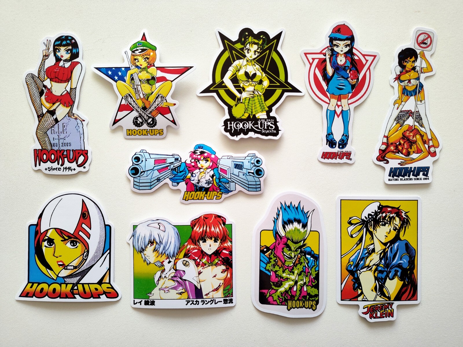 Hook-Ups 60 Piece Sticker Pack SET 2 Reproduction skate, Anime, world industries