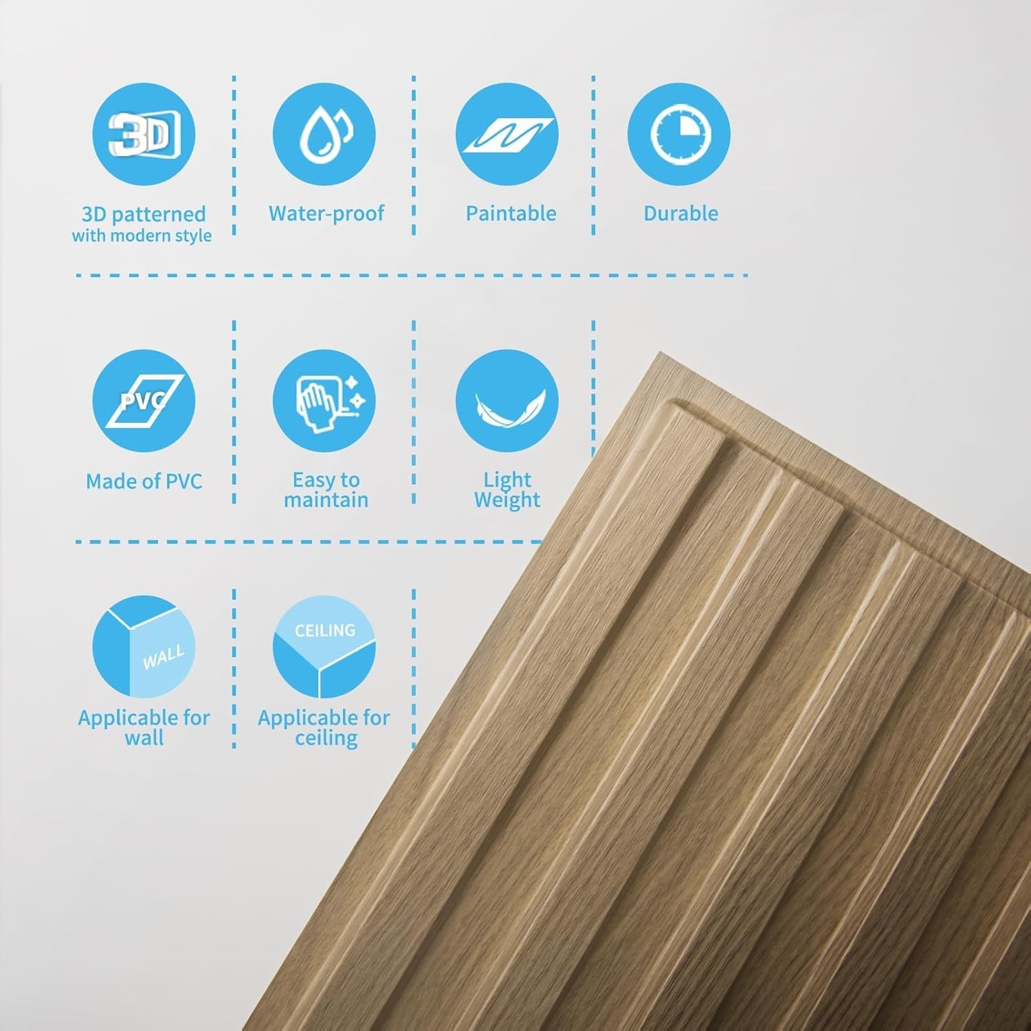 3D Wall Panels 6-Pack – Modern PVC Slat Design`