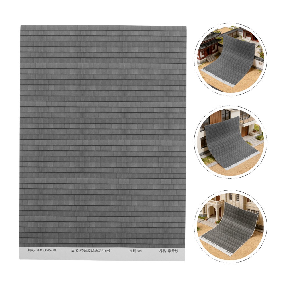 4 Sheets Dollhouse Miniature Roofing Decal – Peel And Stick Roof Tile Sheets