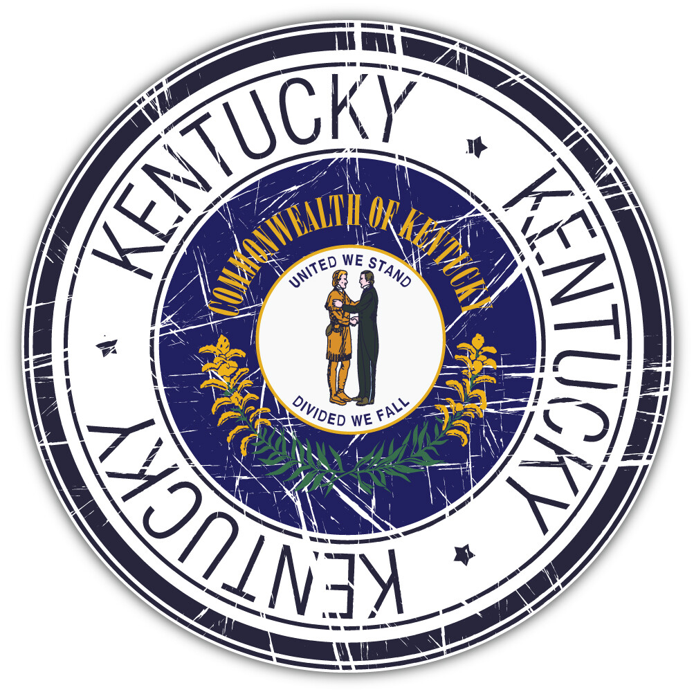 Kentucky USA State Seal Grunge Emblem Car Bumper Sticker Decal “SIZES”
