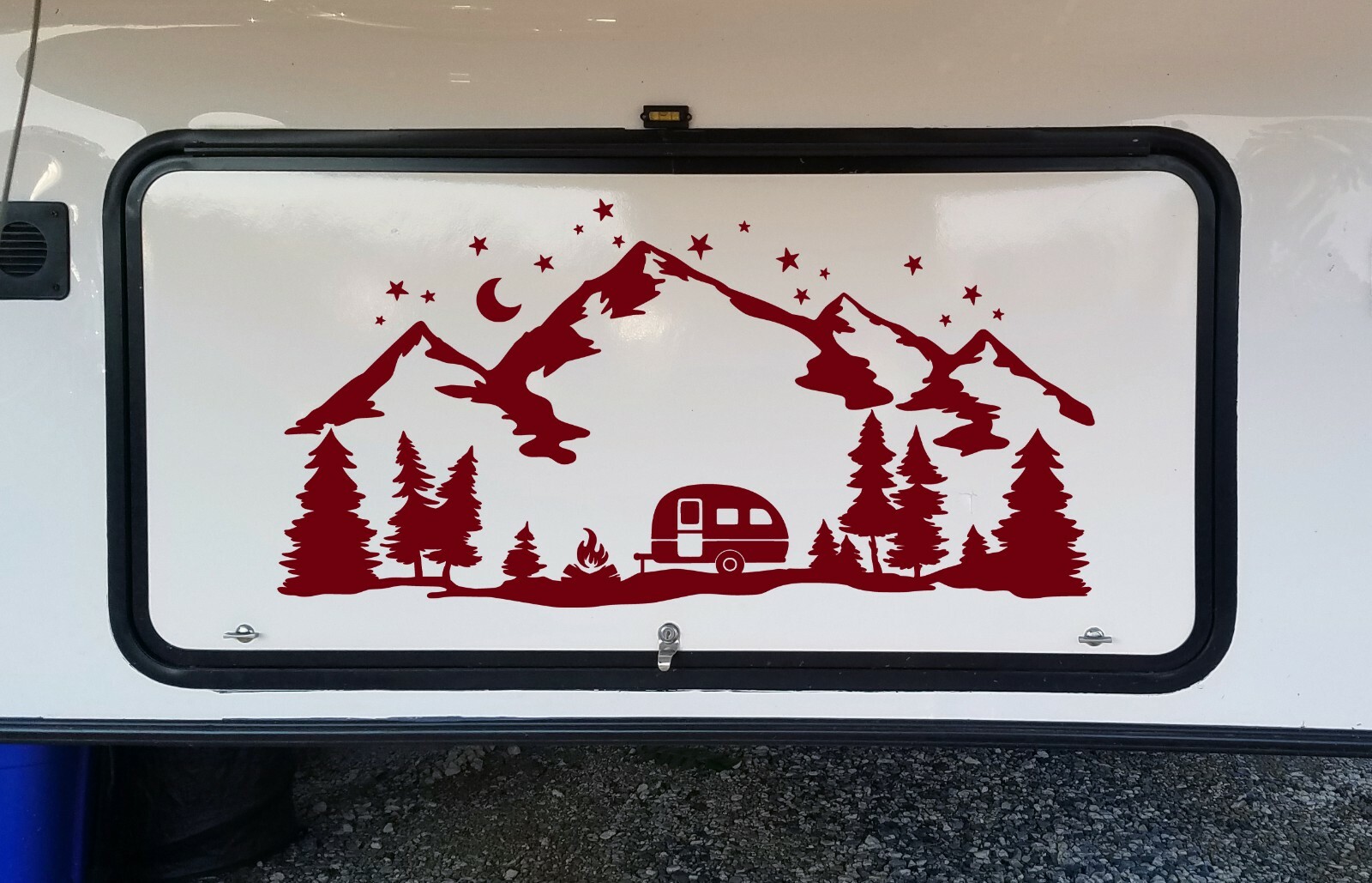 Travel Trailer Moon Stars Vinyl Decal V2 – Mountains Trees Camper Graphics