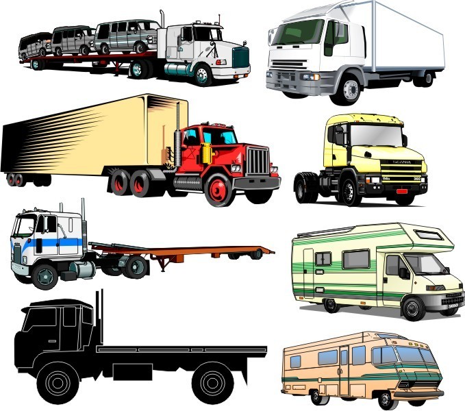 Vector Trucks Bundle, Truck Vector CDR Files, Editable Truck Clipart-Vector CDR