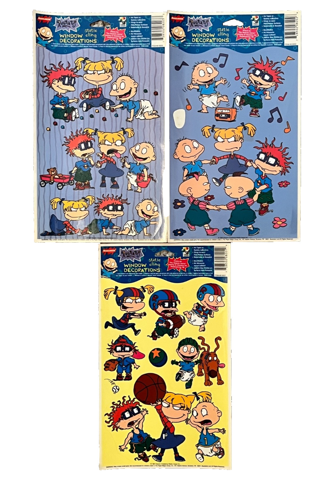1997 Nickelodeon Rugrats Static Cling Window Decorations Tommy Chuckie Lot Of 3