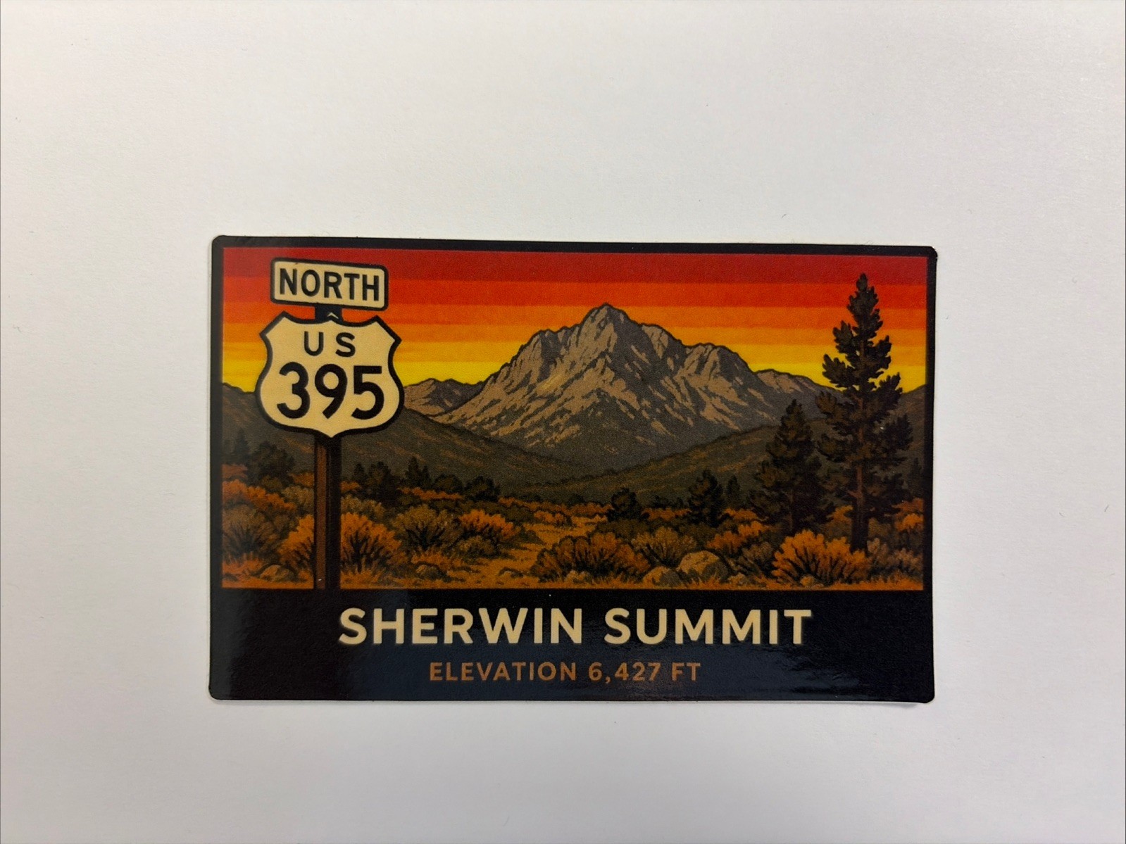 Sherwin Summit Highway 395 Eastern Sierra Nevada Mountains California Sticker
