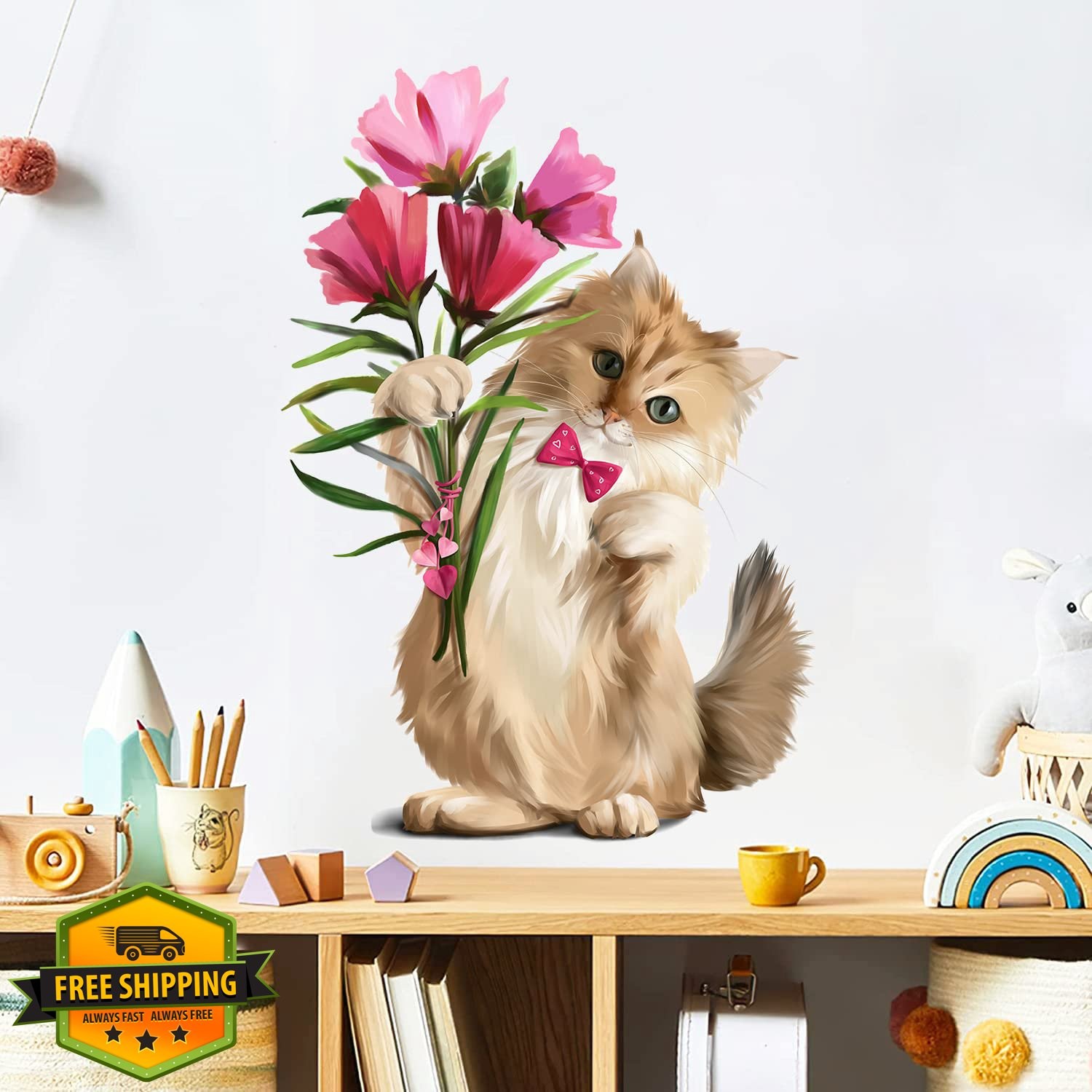 WOYINIS Cat Wall Sticker 16x24in Nursery Decor