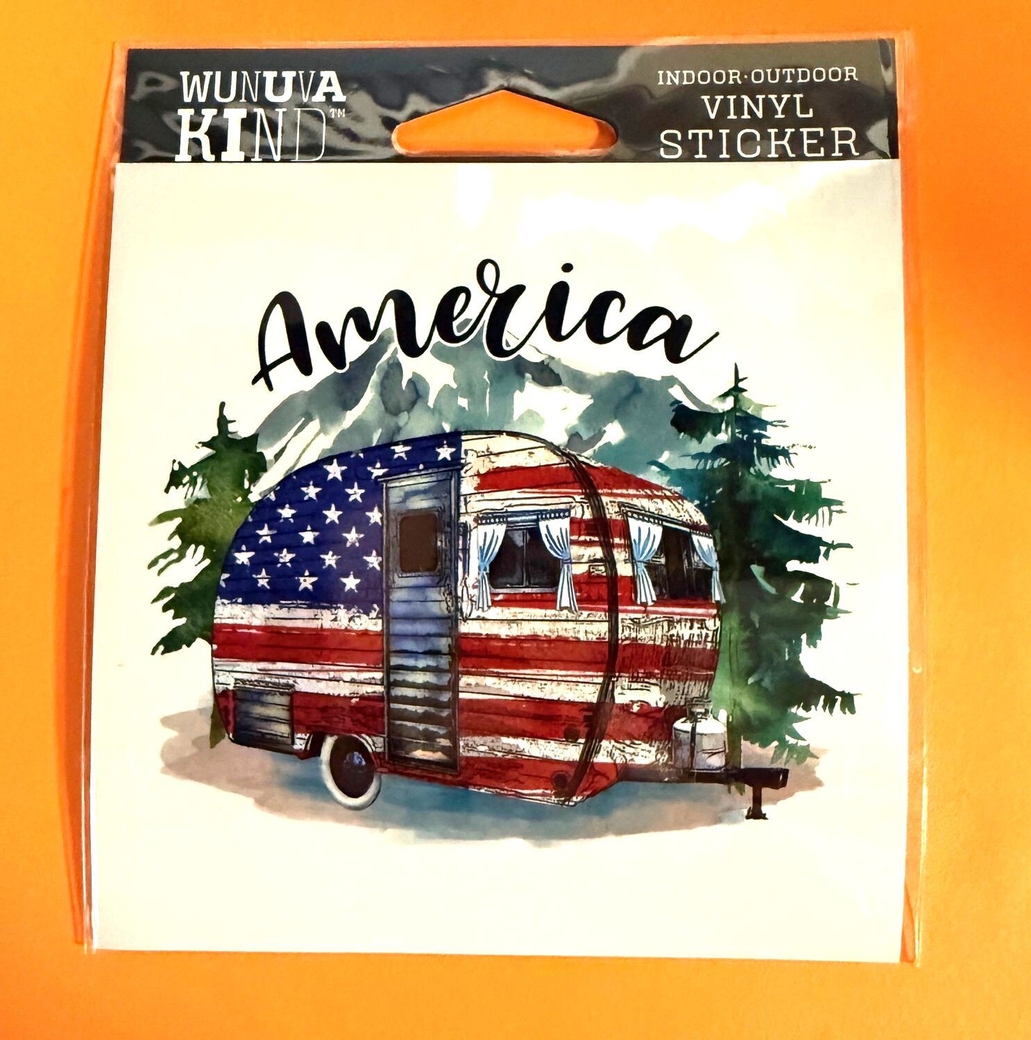 AMERICA TRAILER CAMPER FLAG RED WHITE BLUE 4″ VINYL DECAL STICKER FREE SHIPPING