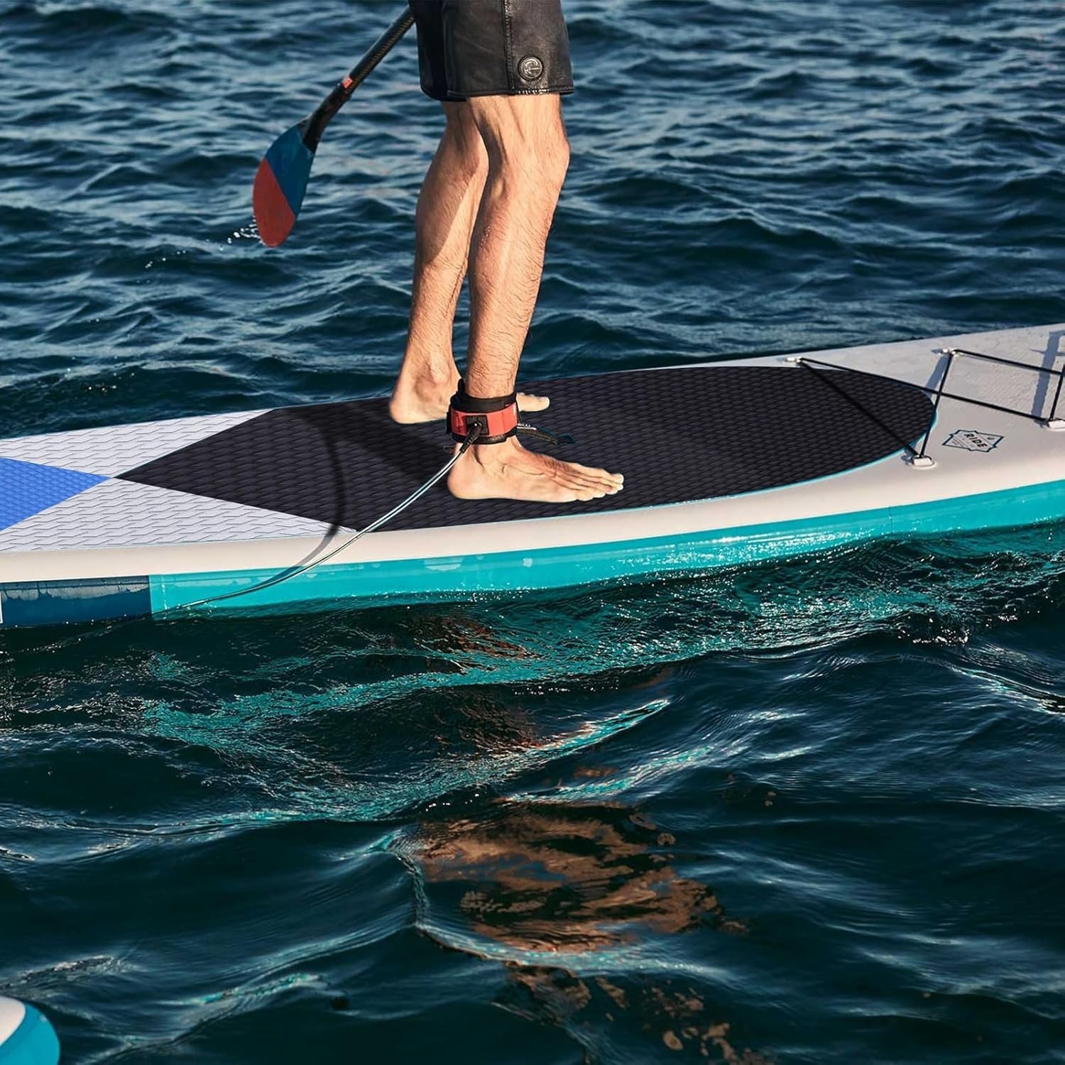 Surfboard Traction Pad Deck Grip Mat w/ Adhesive Black Boat Flooring
