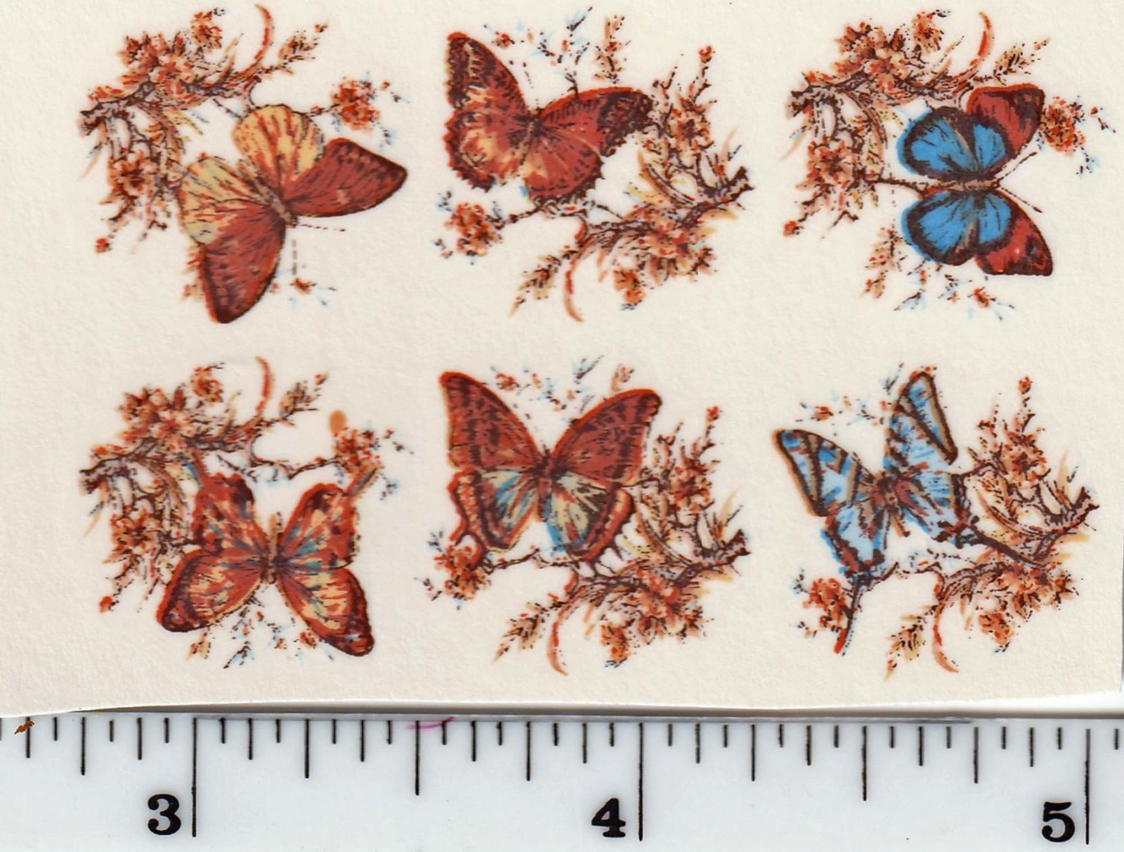 Mini Vintage Butterfly Ceramic Waterside Decals -18- 5/8″ x 3/4″ (6 poses) craft