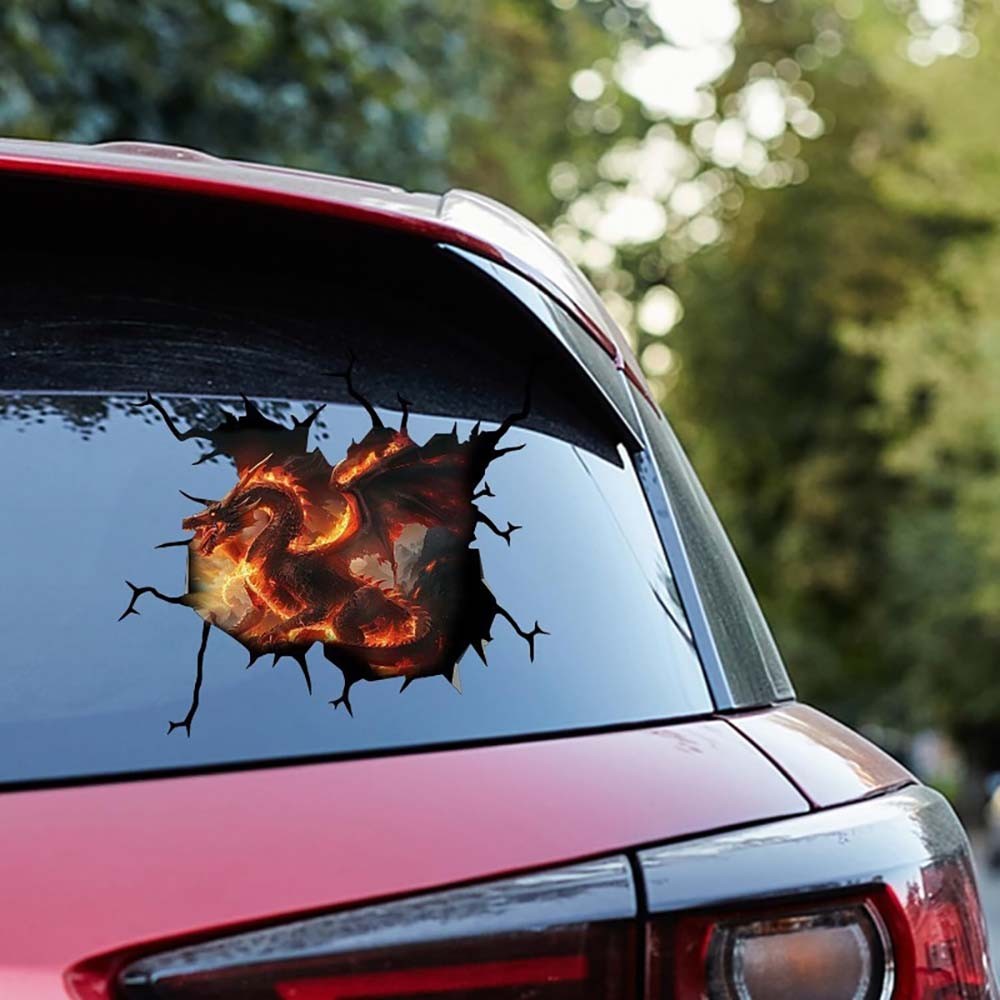 Dragon-Shaped 3D Visual Sticker Red Crack-Effect Dragon-Shaped 3D Visual Sticker