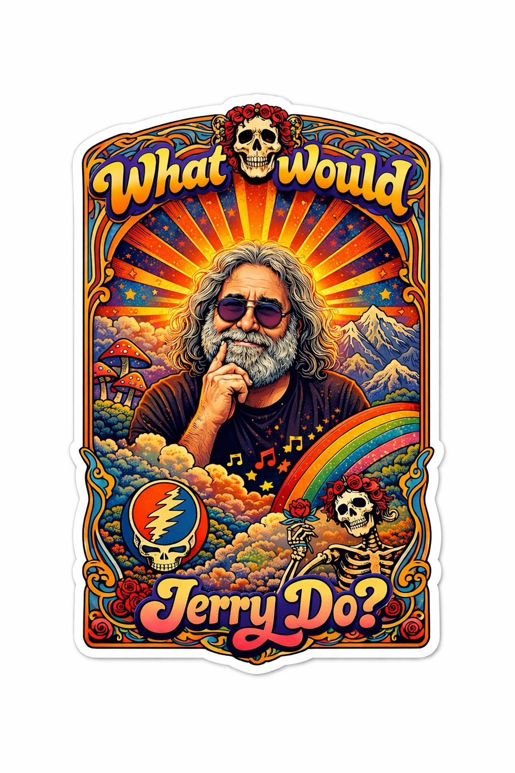 3″ Sticker – Hippy Dead Head Grateful Dead Jerry Vintage Tour Dancing Bears Vibe