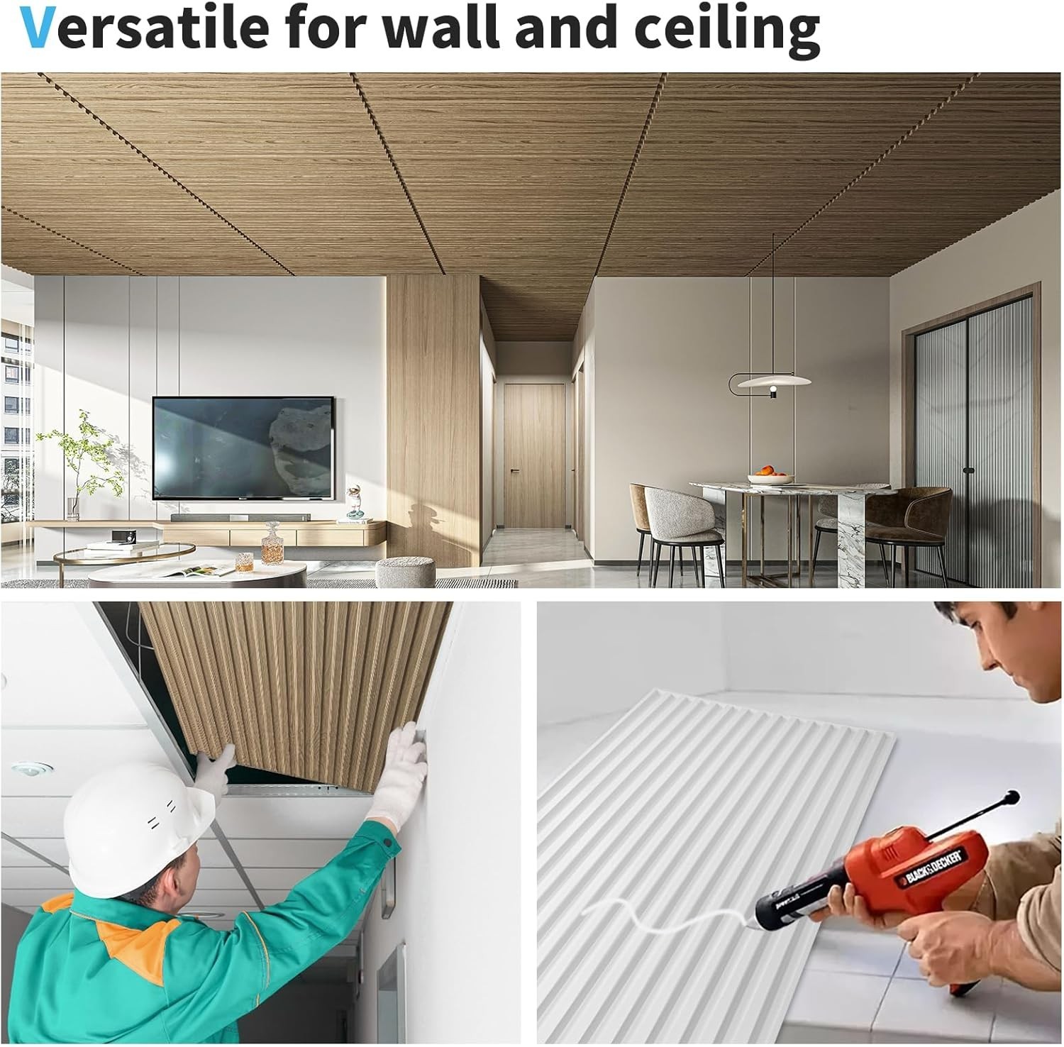 3D Wall Panels 6-Pack – Modern PVC Slat Design`