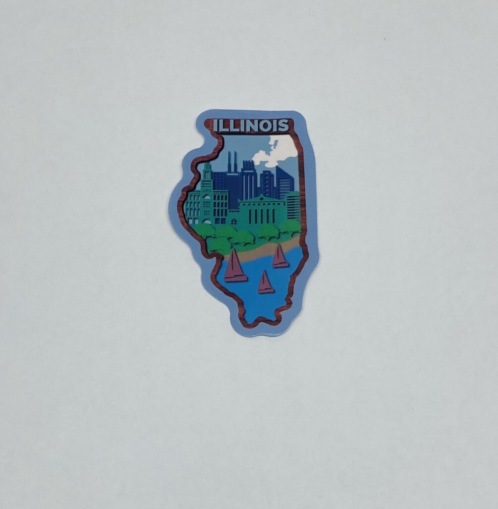 Illinois State Map Sticker Sailboat Decal Vinyl USA Travel Souvenirs Journal Tc6