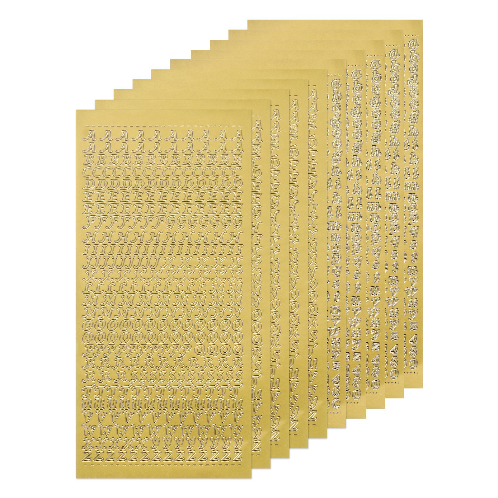 10 Sheets Alphabet Letter Sticker Gold Upper Lower a to Z Self Adhesive