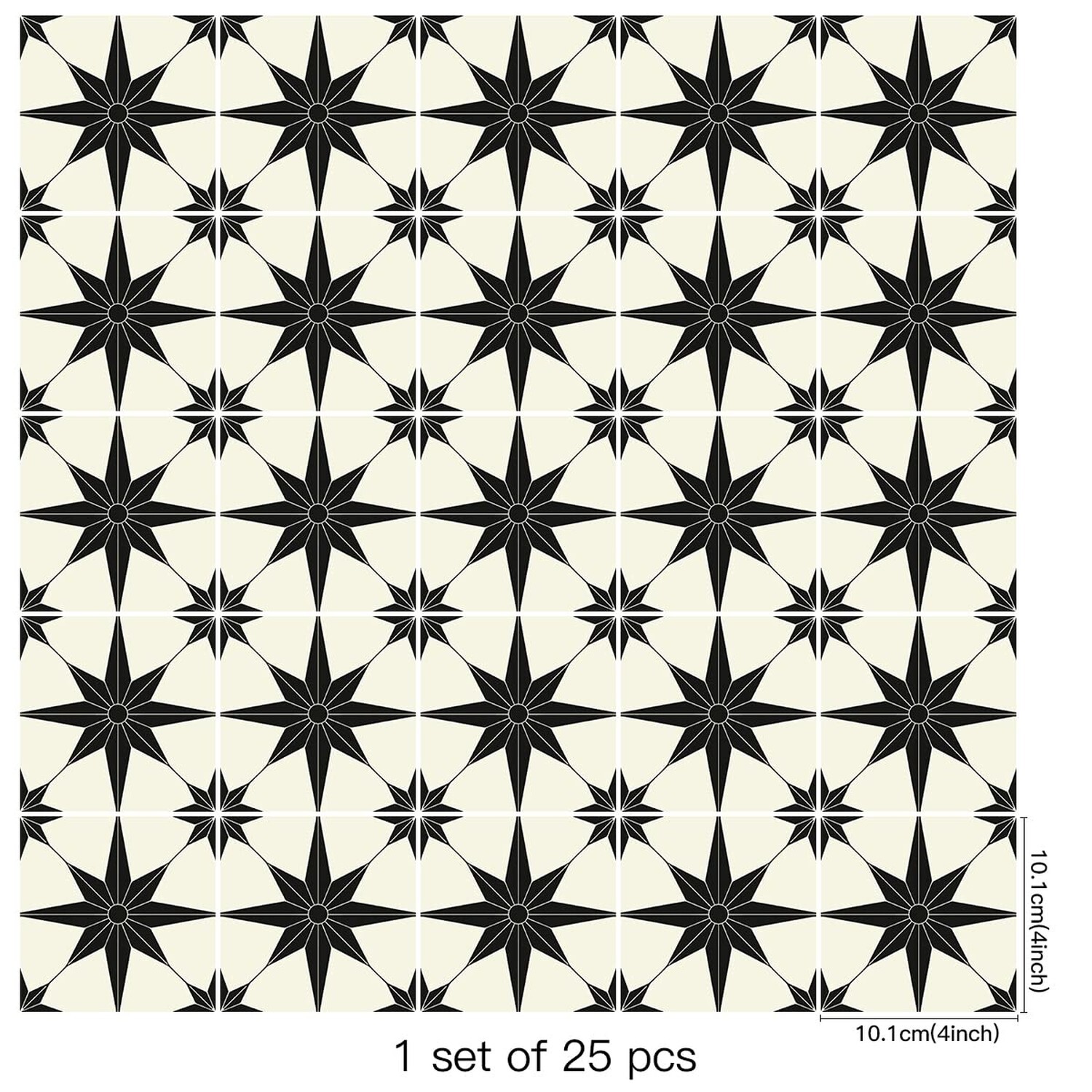 25 PCS Moroccan Style Tile Sticker, 4×4 Inch(10x10cm) Traditional DIY Murals,…