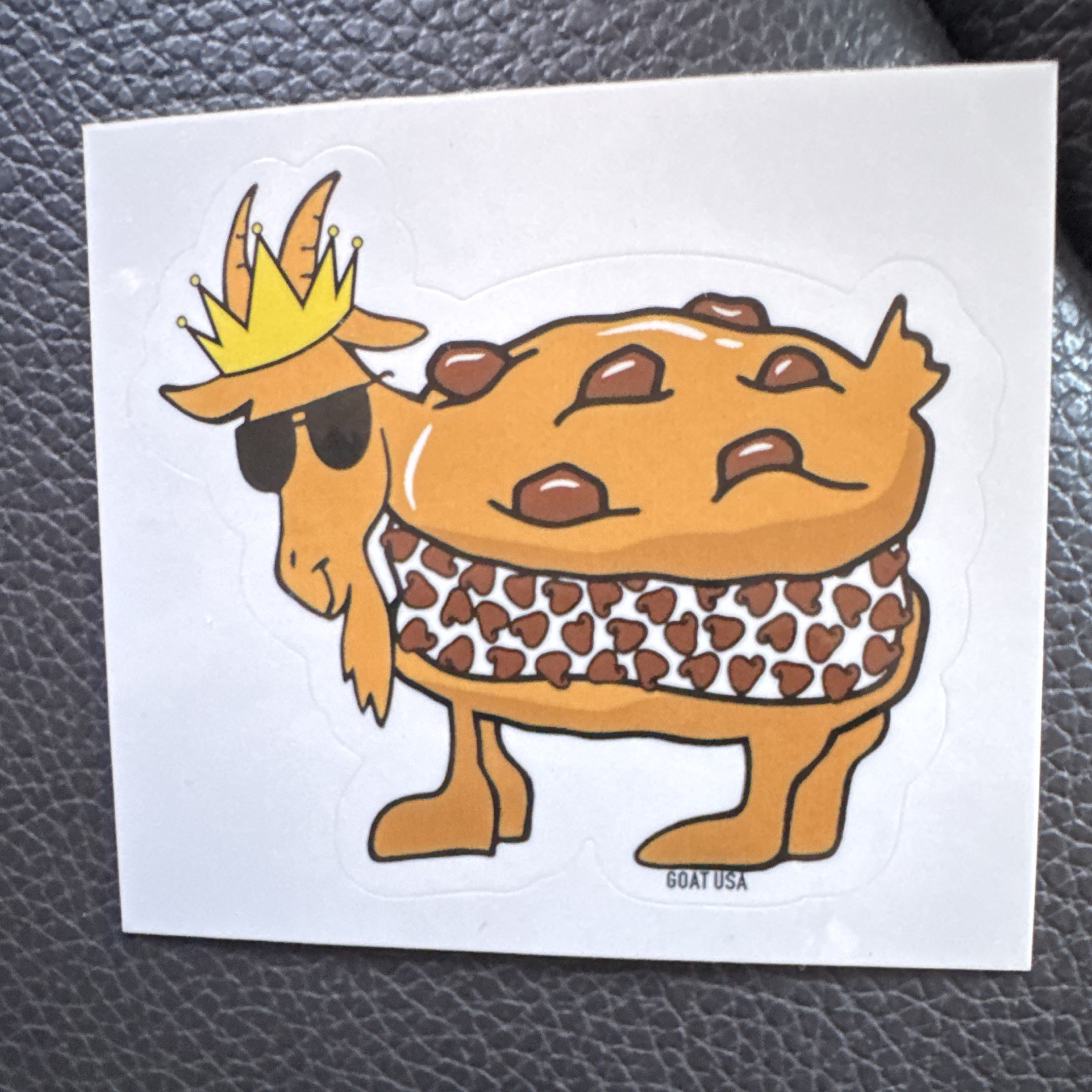 GOAT USA Cartoon Goat Sticker Decal, Brown White Yellow Black “Scan Me!” QR