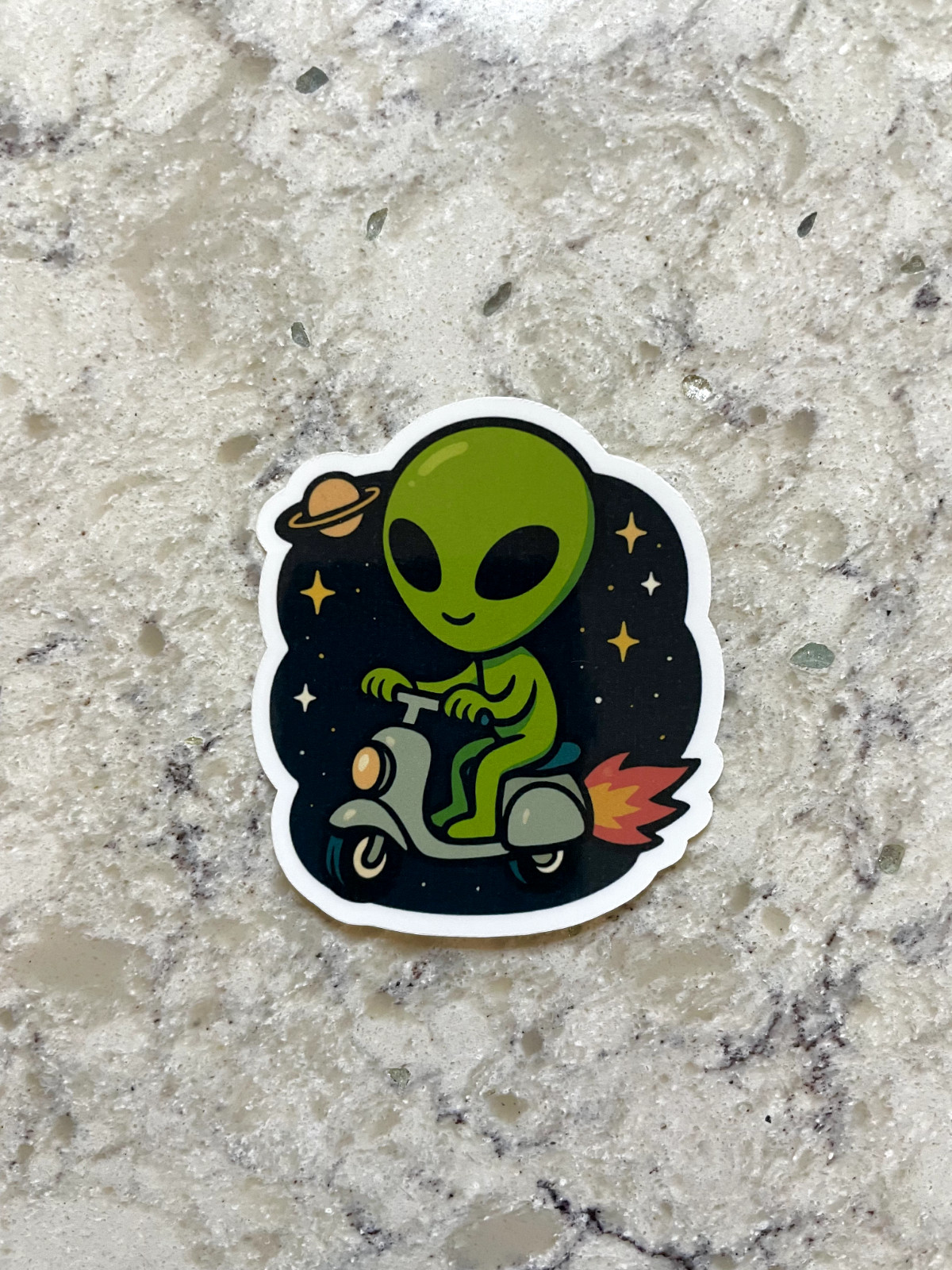Alien Traveling Universe Sticker l Gloss or Holographic Laminate l Waterproof