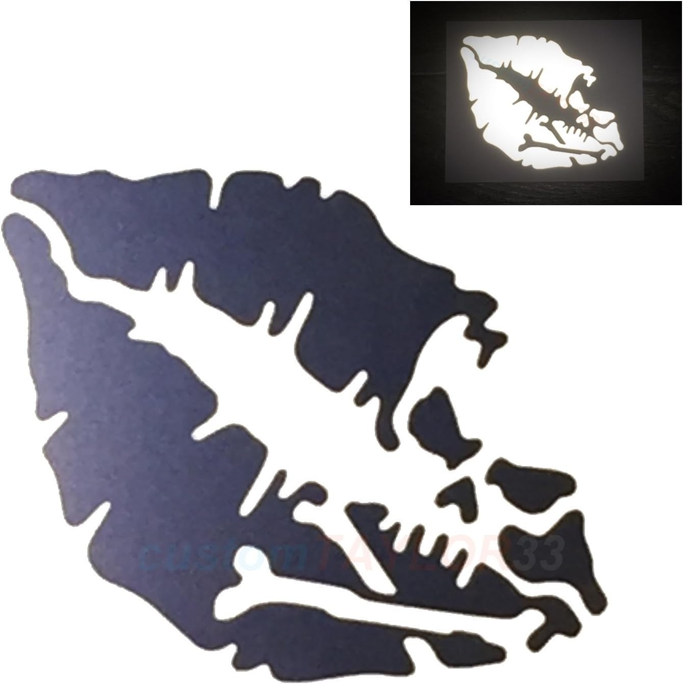 Reflective Skull Crossbones Lips Vinyl Decal – 3-Inch Pair for Cars & Helmets