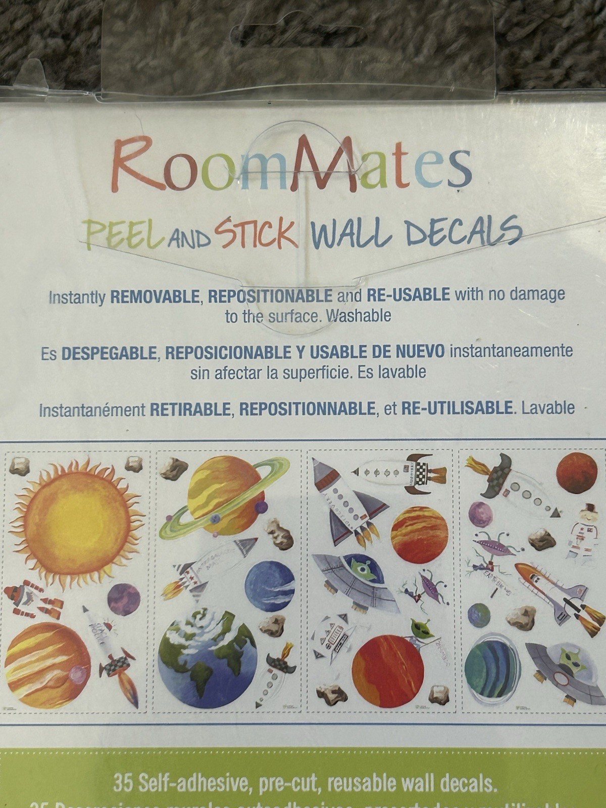 RoomMates Space Peel & Stick Wall Decals RMK1316SCSORK 35 Pc Sealed NOS USA