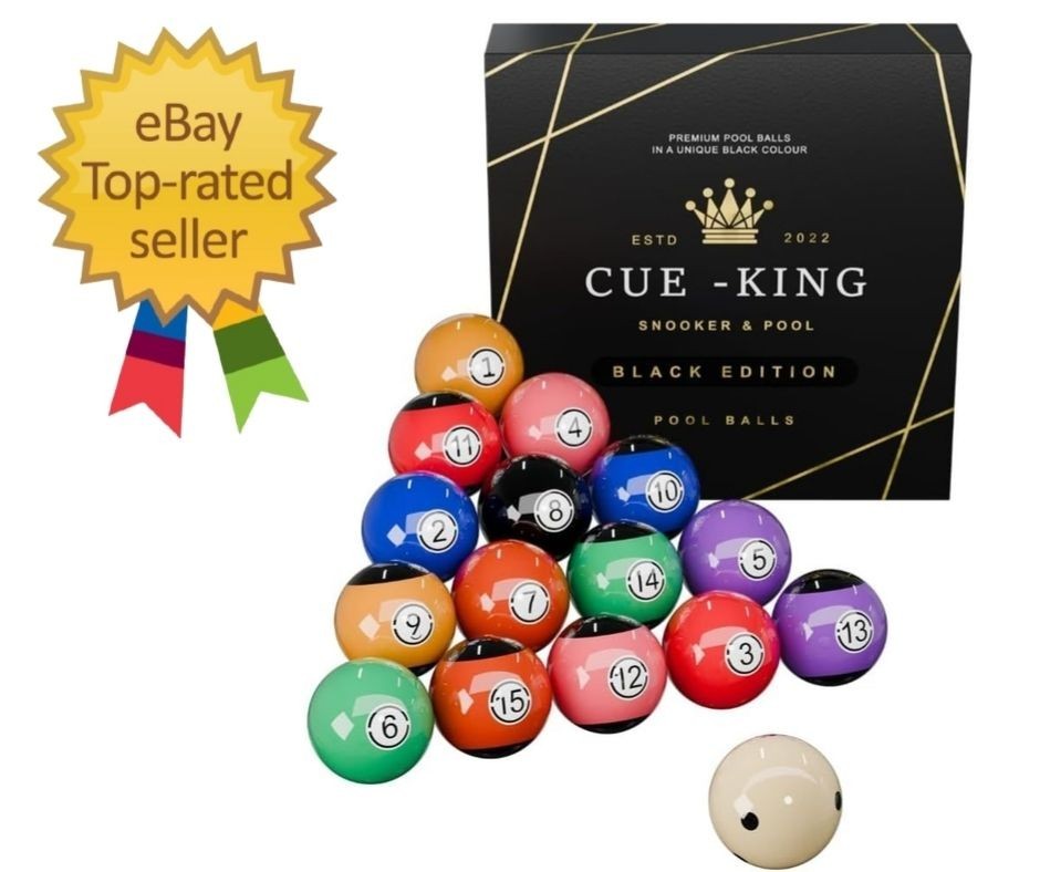 Pool Balls Black Edition 2-1/4″ Set Grade AA+ with Pro Dotted Cue Ball