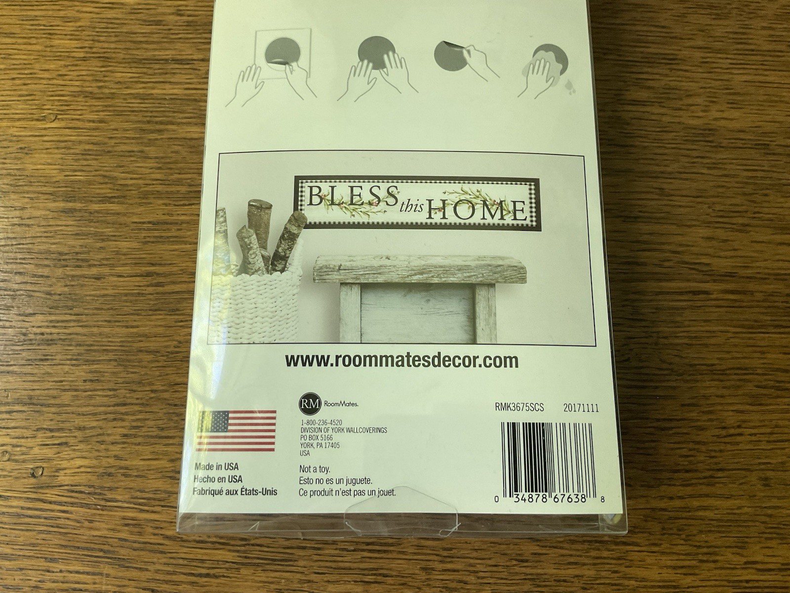 RoomMates Wall Decal Removable Repositional Vinyl, Bless this Home, Gingham