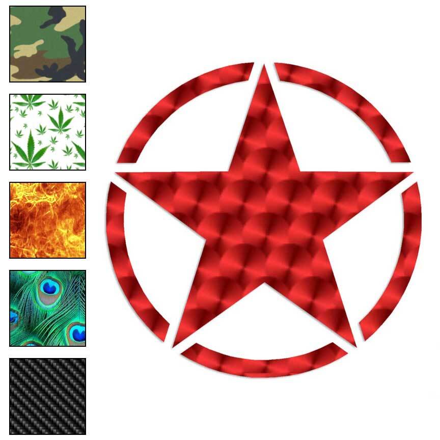 Army Star, Vinyl Decal Sticker, 40 Patterns & 3 Sizes, #69