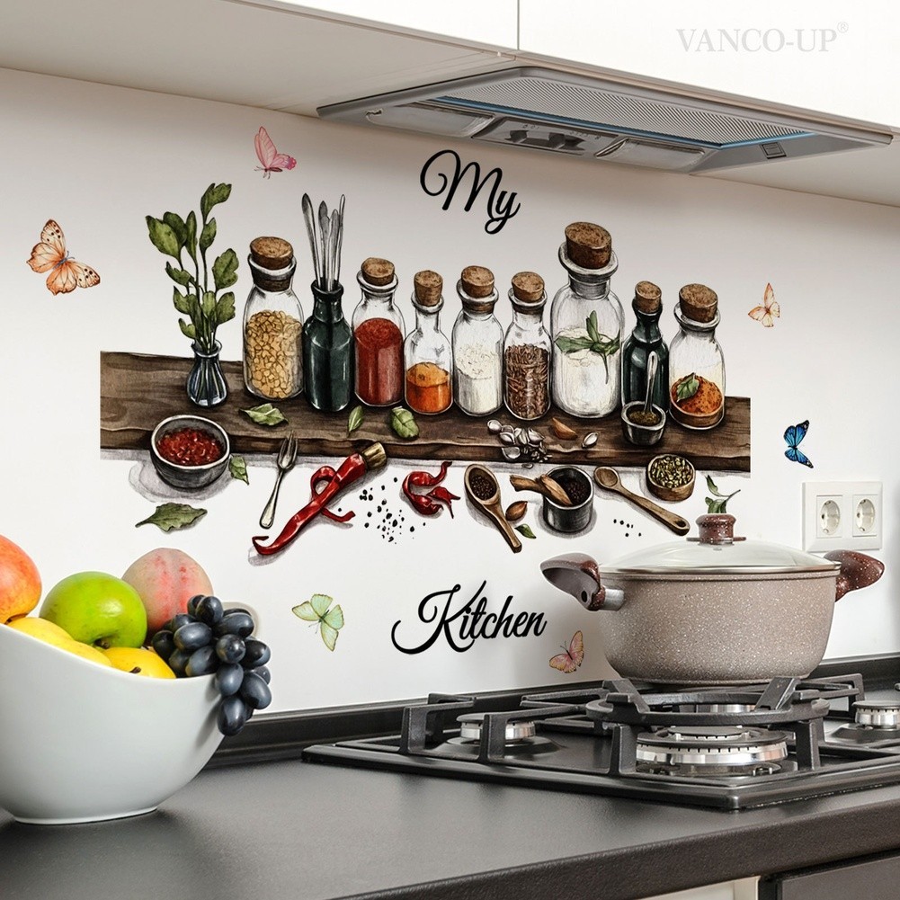 PVC Colorful Wall Sticker for Kitchen For Home Decor Easy Remove and Reposition