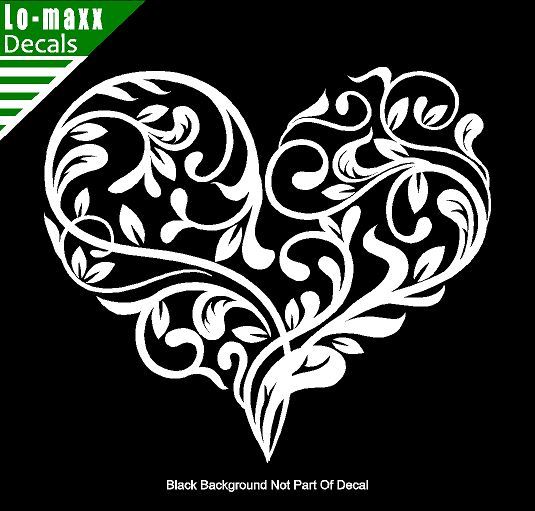 Floral Heart Love Car Window Wall Decor Art Graphic Mural Die Cut Vinyl Decal