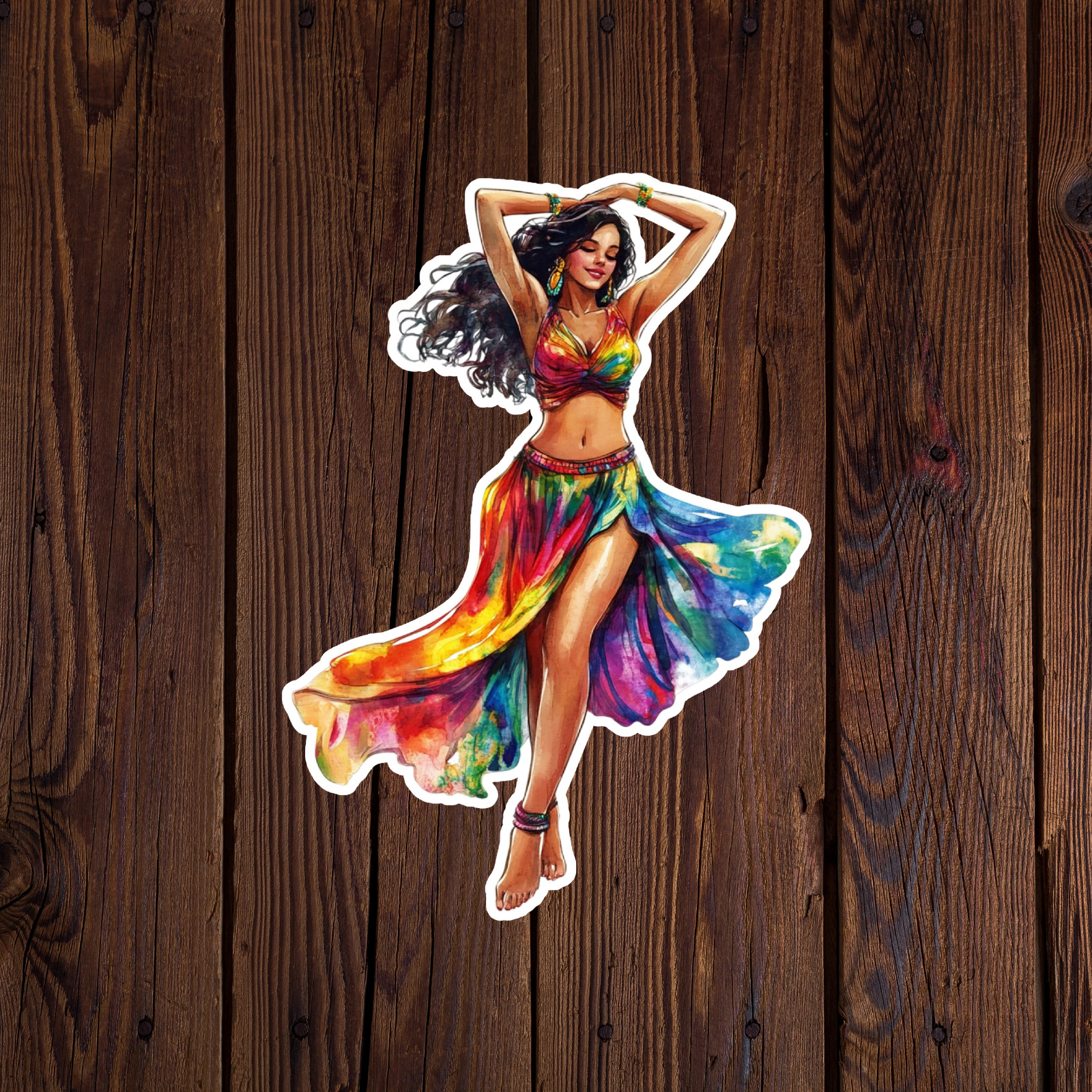 Pinup girl sticker vinyl decal dancer island girl dress sexy cleavage feet