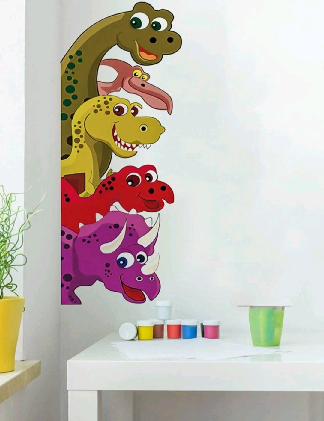 “1pc Cartoon Dinosaur Wall Sticker – Modern PVC Vinyl Decal for Home Decor,…