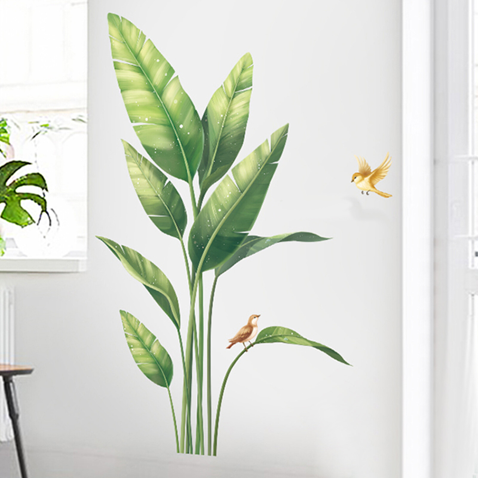 Green Tropical Plants Birds WALL STICKER Hanging Leaves Removable PVC Home