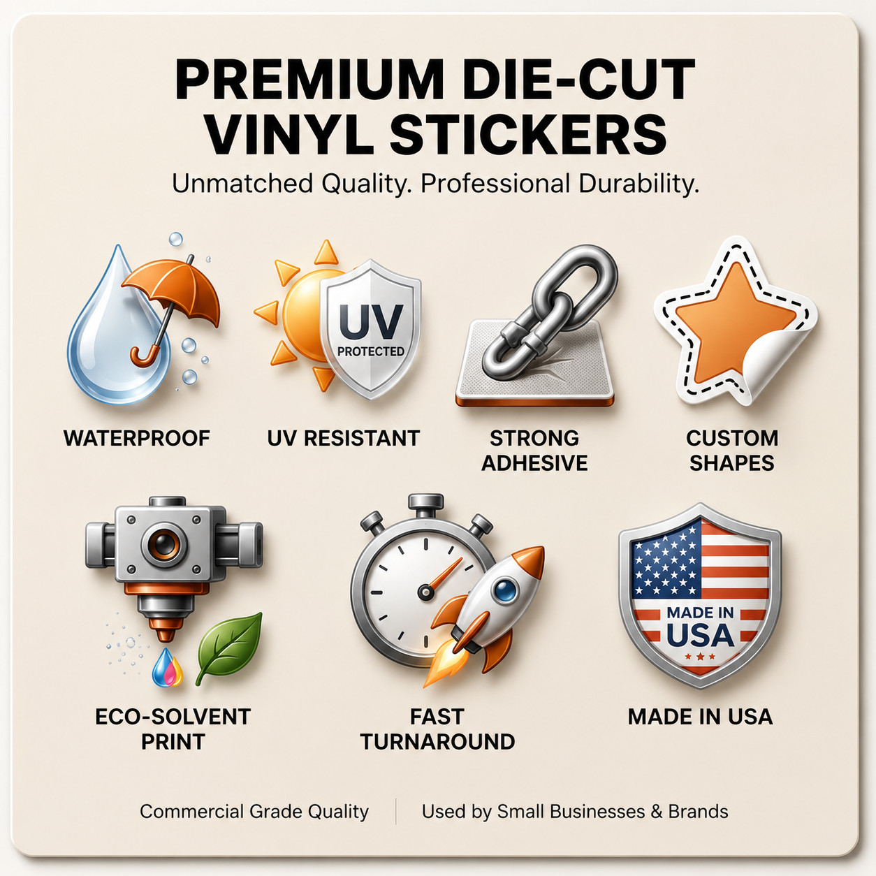 Custom Color Vinyl Decal Sticker Waterproof Different sizes Available 2″–20