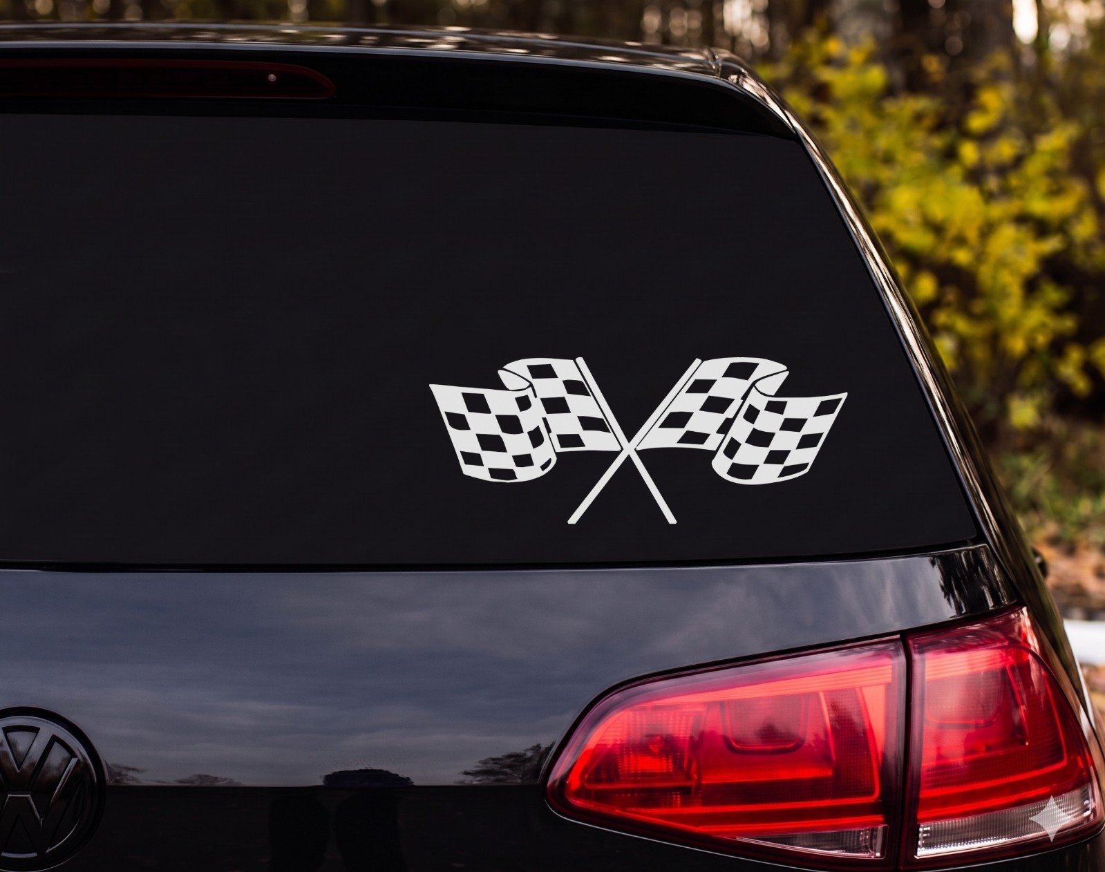 Crossed Checkered Racing Flags Vinyl Decal Sticker Car Truck | Racing Fan Gift