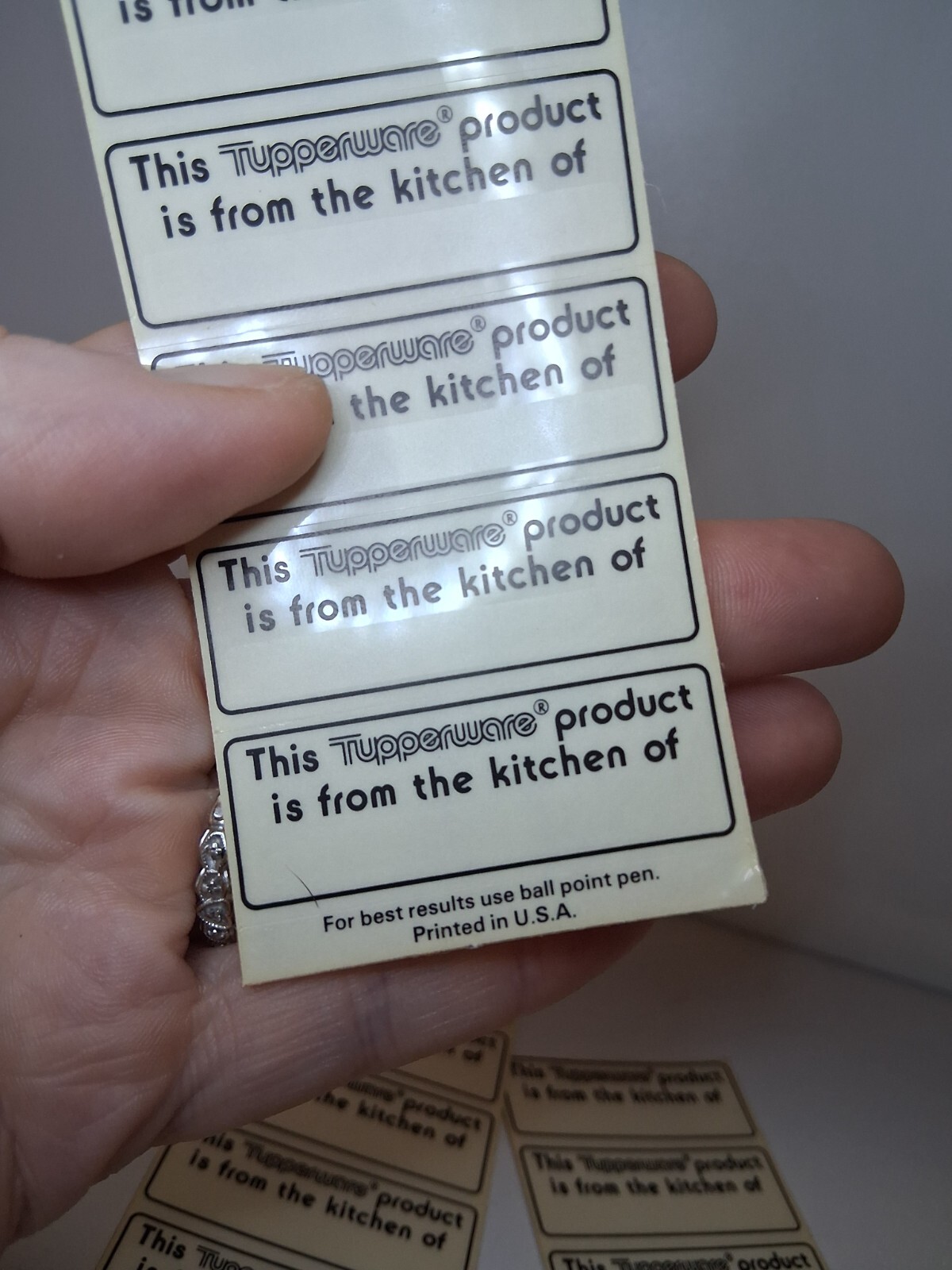 Tupperware Dish Labels Stickers “PRODUCT FROM KITCHEN OF” Tags 3 Sheets 21 Total
