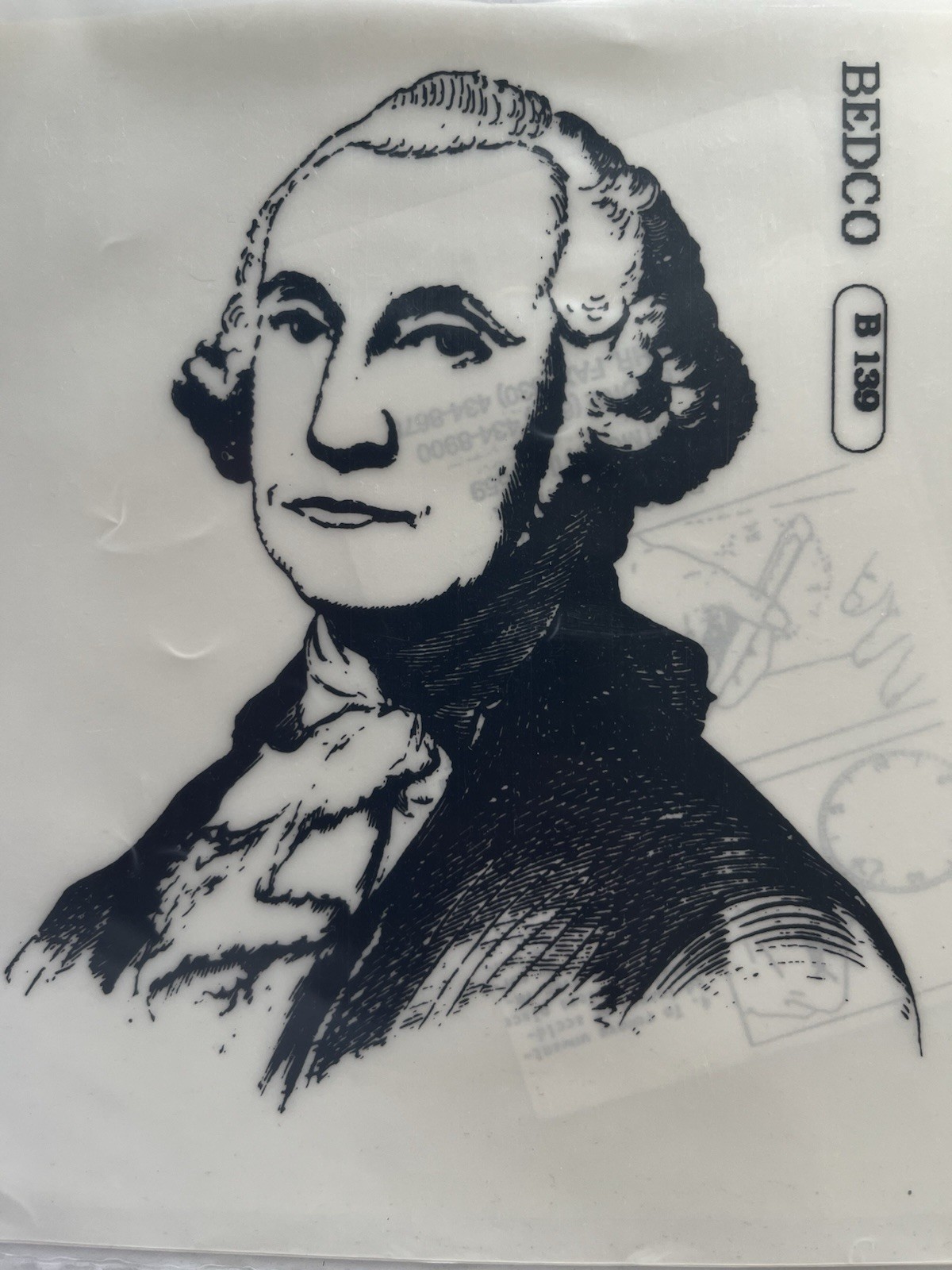 BEDCO B139 George Washington Transfer ~4-11/16” x 5 3/8” x 3” CP223 NOS