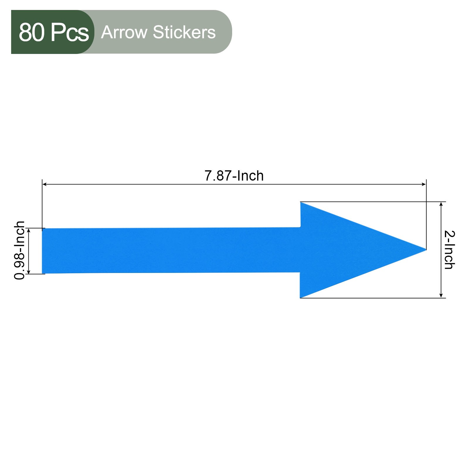 80pcs Arrow Sticker,20x5cm PVC Removable Self Adhesive Waterproof Signs,Blue