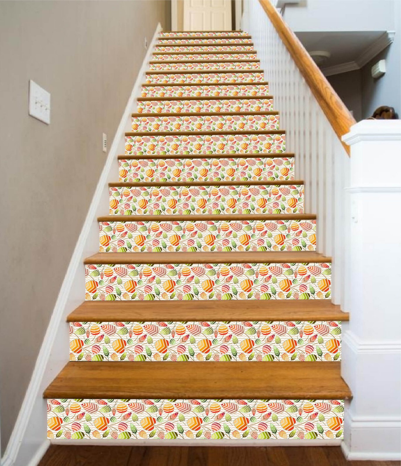 3D Color Leaves ZHU452 Stairs Risers Decoration Photo Mural Vinyl Wallpaper Amy