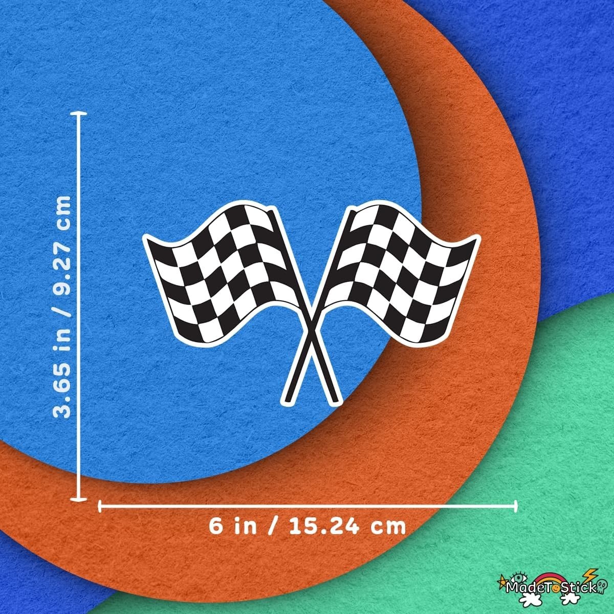 Checkered Racing Flags 2-Pack Crossed Vinyl Decal Car Bumper Sticker 3.6″x6″