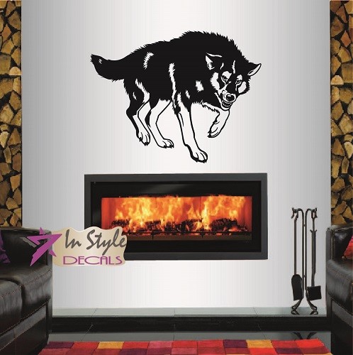 Vinyl Decal Snarling Wolf Wild Animal Wolves Predator Removable Wall Sticker 148