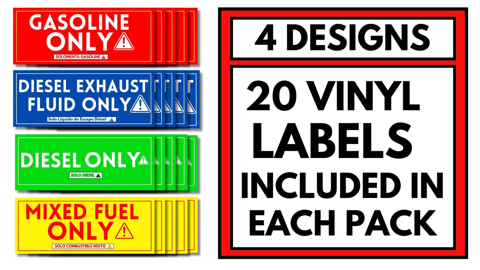 Vinyl Fuel Tank Labels, 20 Pack, 5″x2″, Weatherproof, UV Resistant Stickers