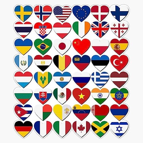 Riowest Designs Flags of The World Vinyl Decal Sticker 5″ for Car, Laptop