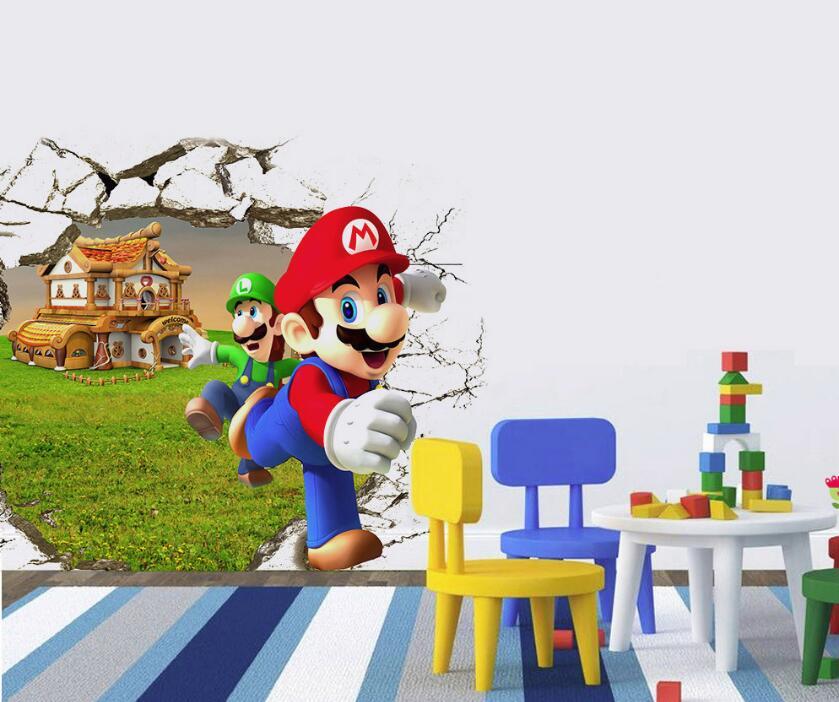 NEW 3D Super Mario Bros Removable Wall Stickers Decal Kids Home Decor USA
