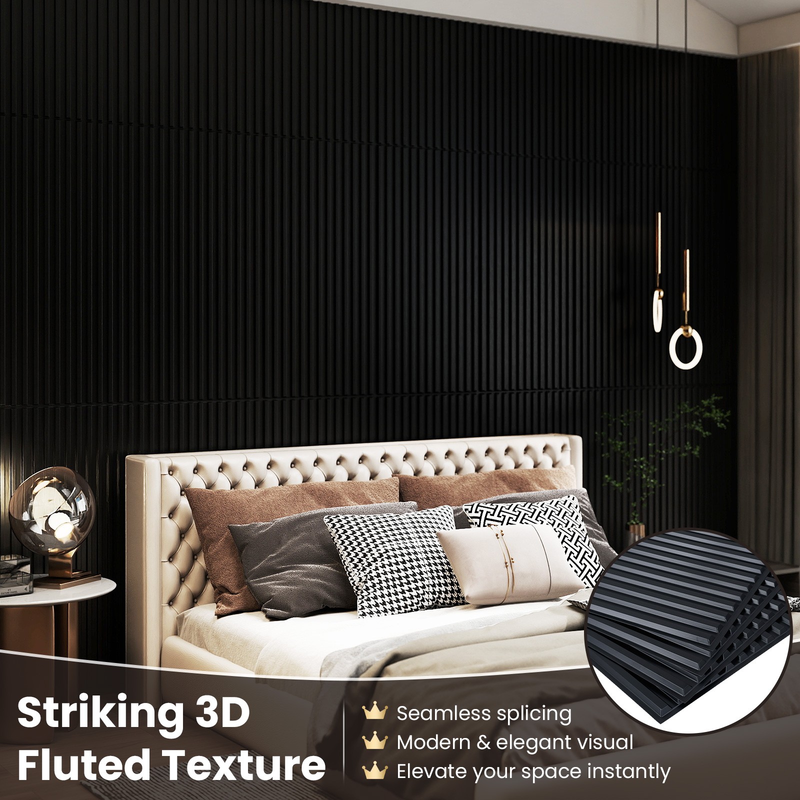 24-Pack PVC Slat Wall Panels, 3D Fluted Panels for Interior Wall Decoration