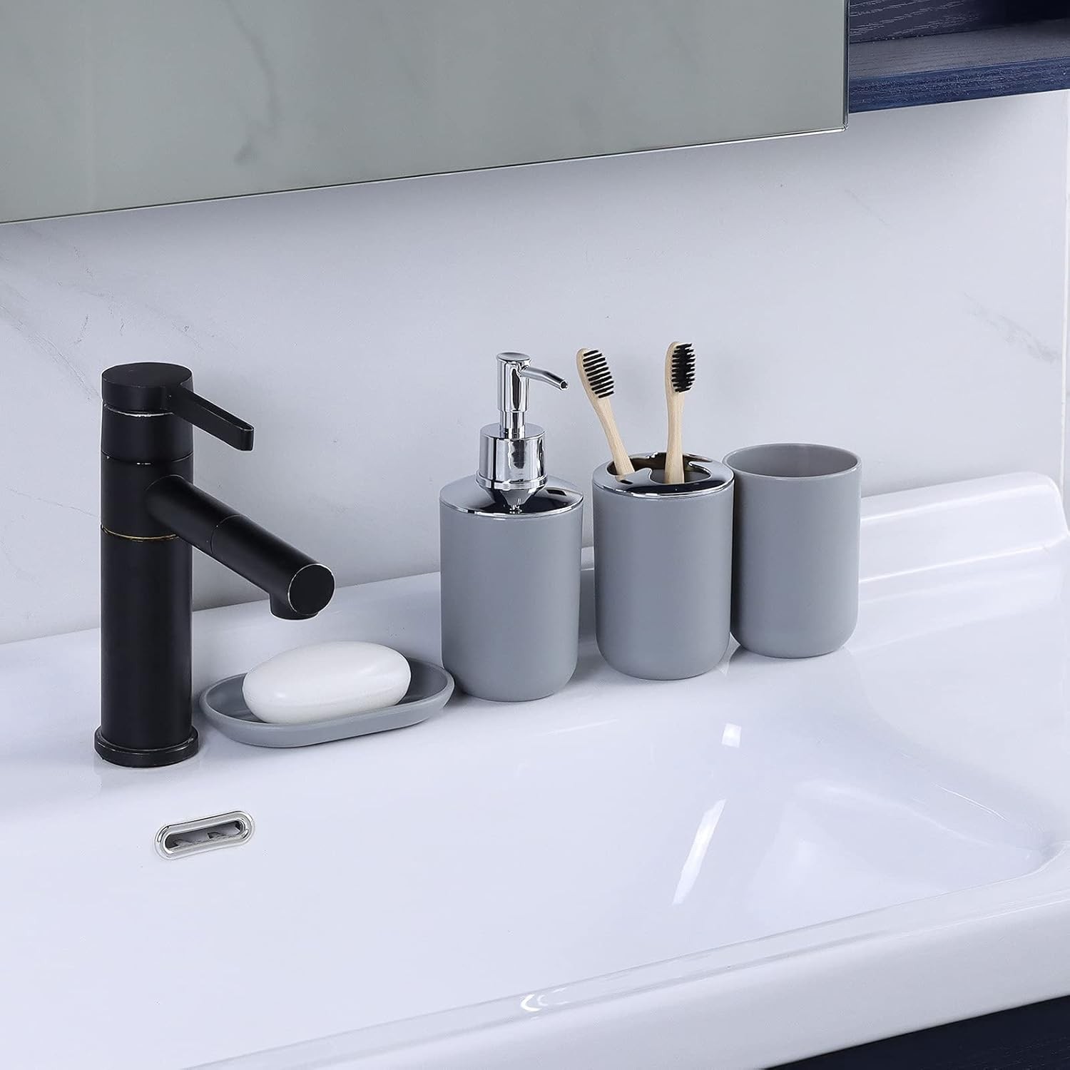 Bathroom Accessories Set,Grey Set,7 7 Pcs Set, Grey
