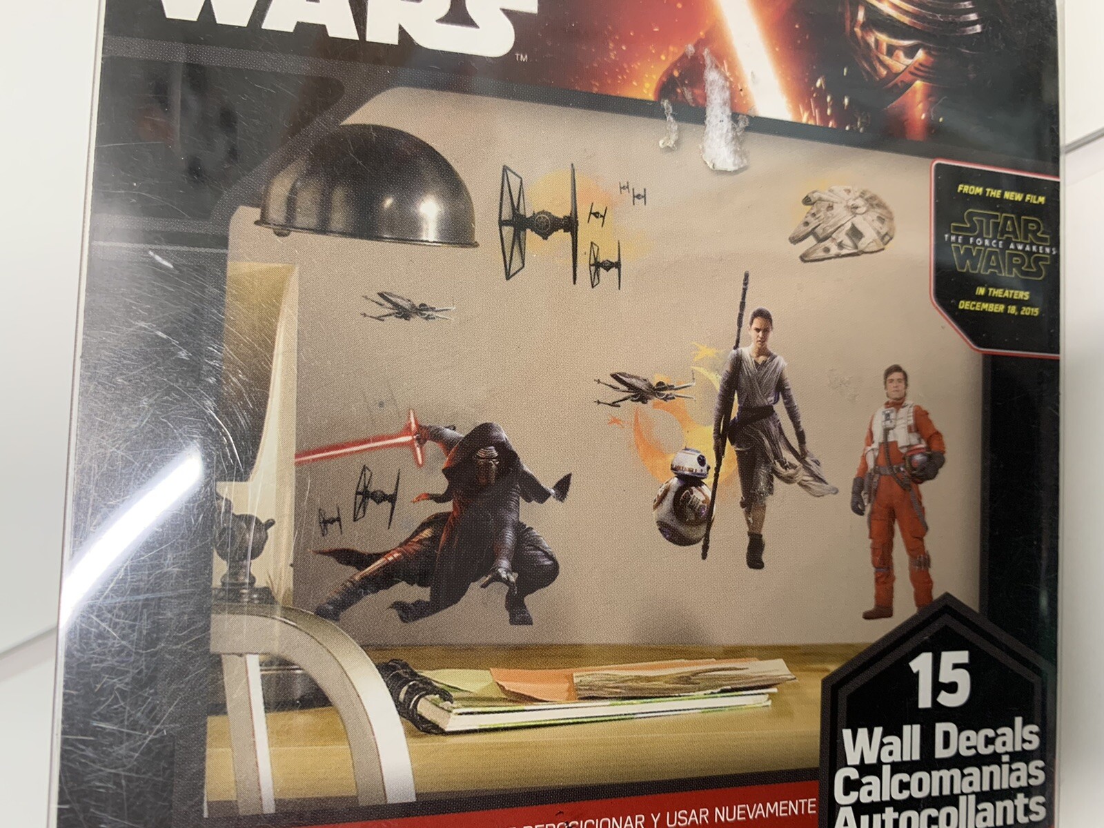 Star Wars THE FORCE AWAKENS 15 Wall Decals Rey Kylo Ren Stickers Peel & Stick
