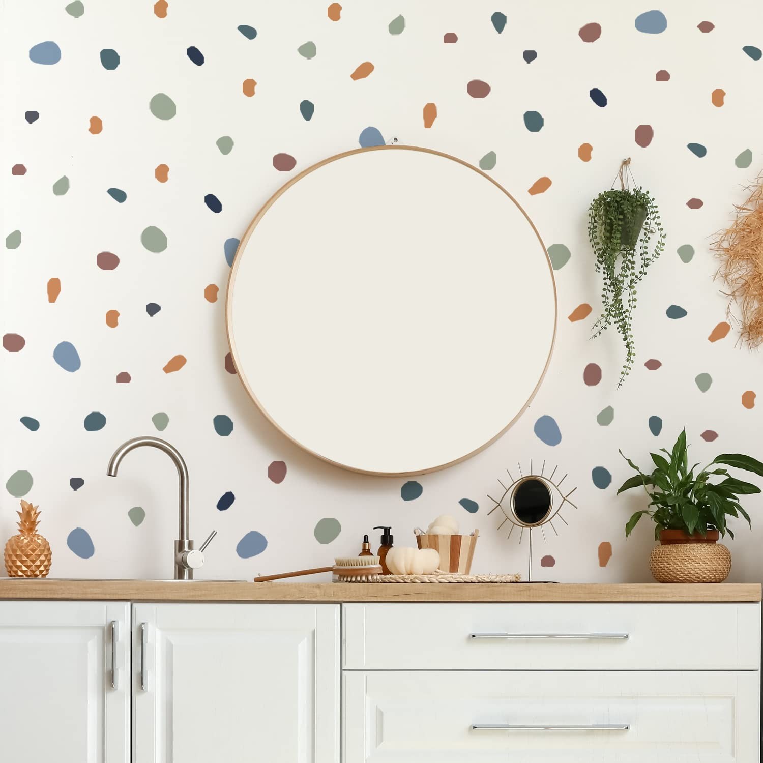 Irregular Boho Wall Stickers Terrazzo Decal Polka Dots Wall Decor Bedroom Rem…