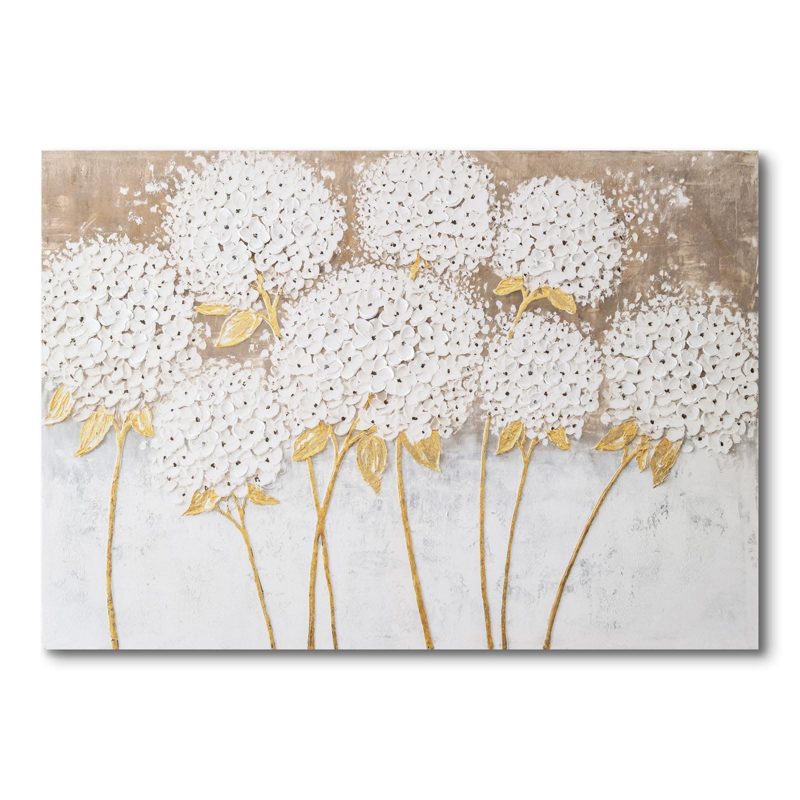 JolyWell White Hydrangea Flower Wall Art, hand-painted Large Canvas Wall Art …