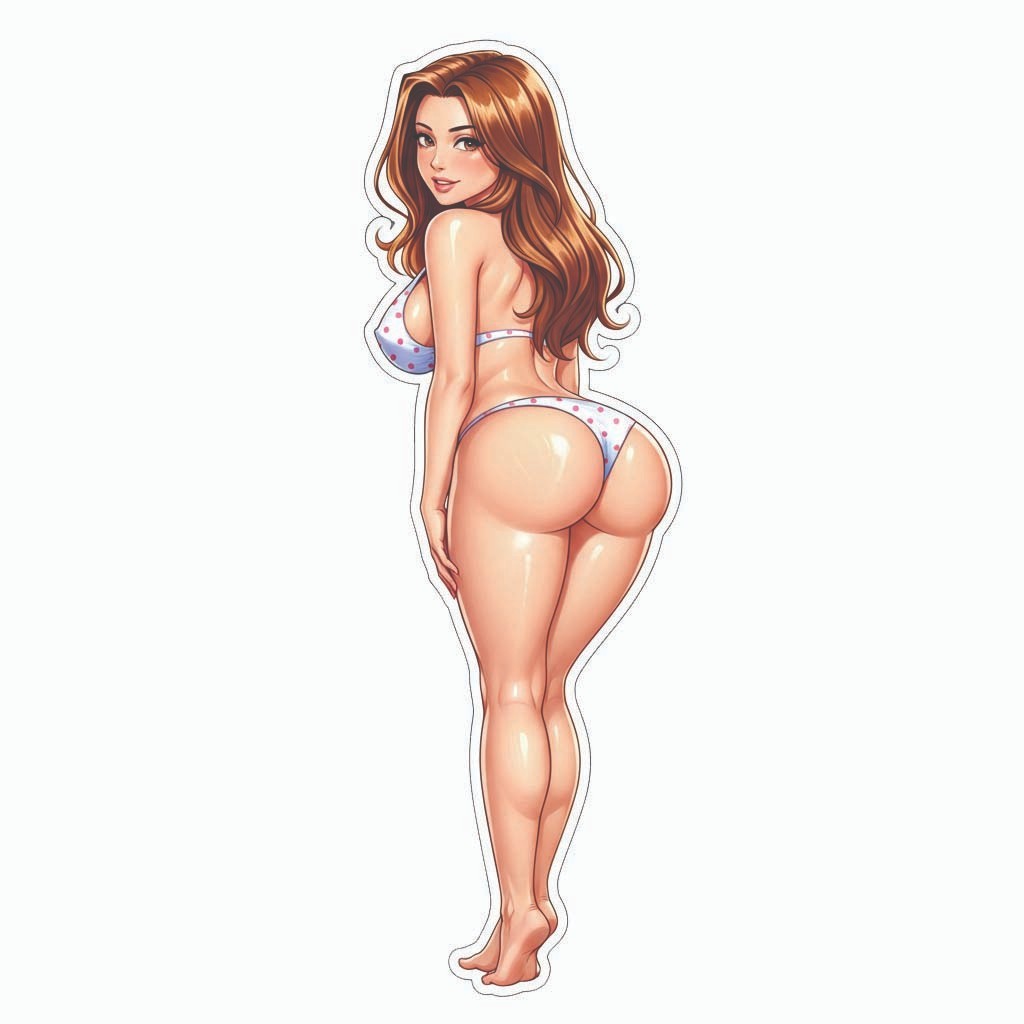 Pinup girl Anime sticker vinyl decal corset busty cheeky sexy seductive LL