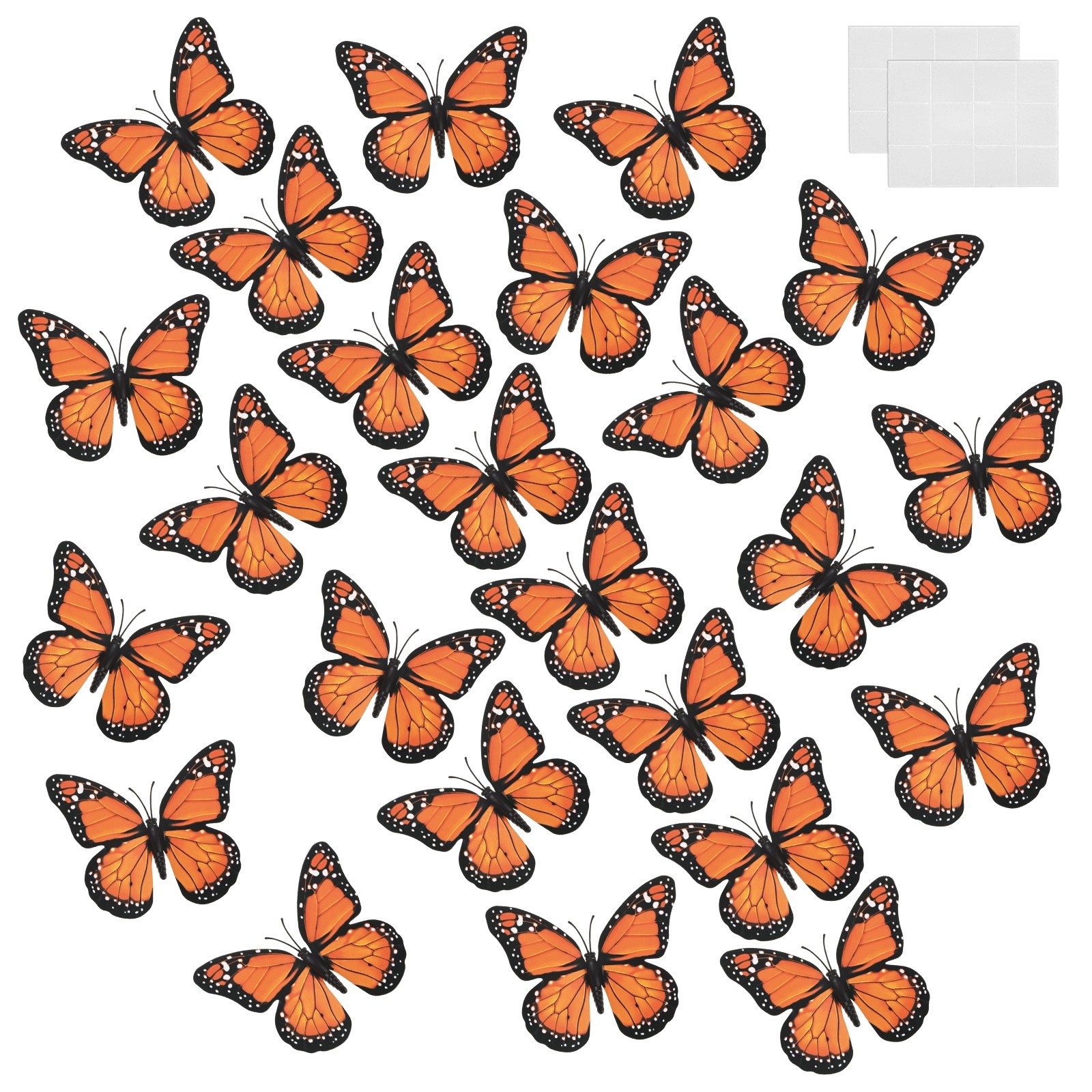 24pcs 3D Monarch Butterfly Decorations, for Wall [Orange, 10x8cm]
